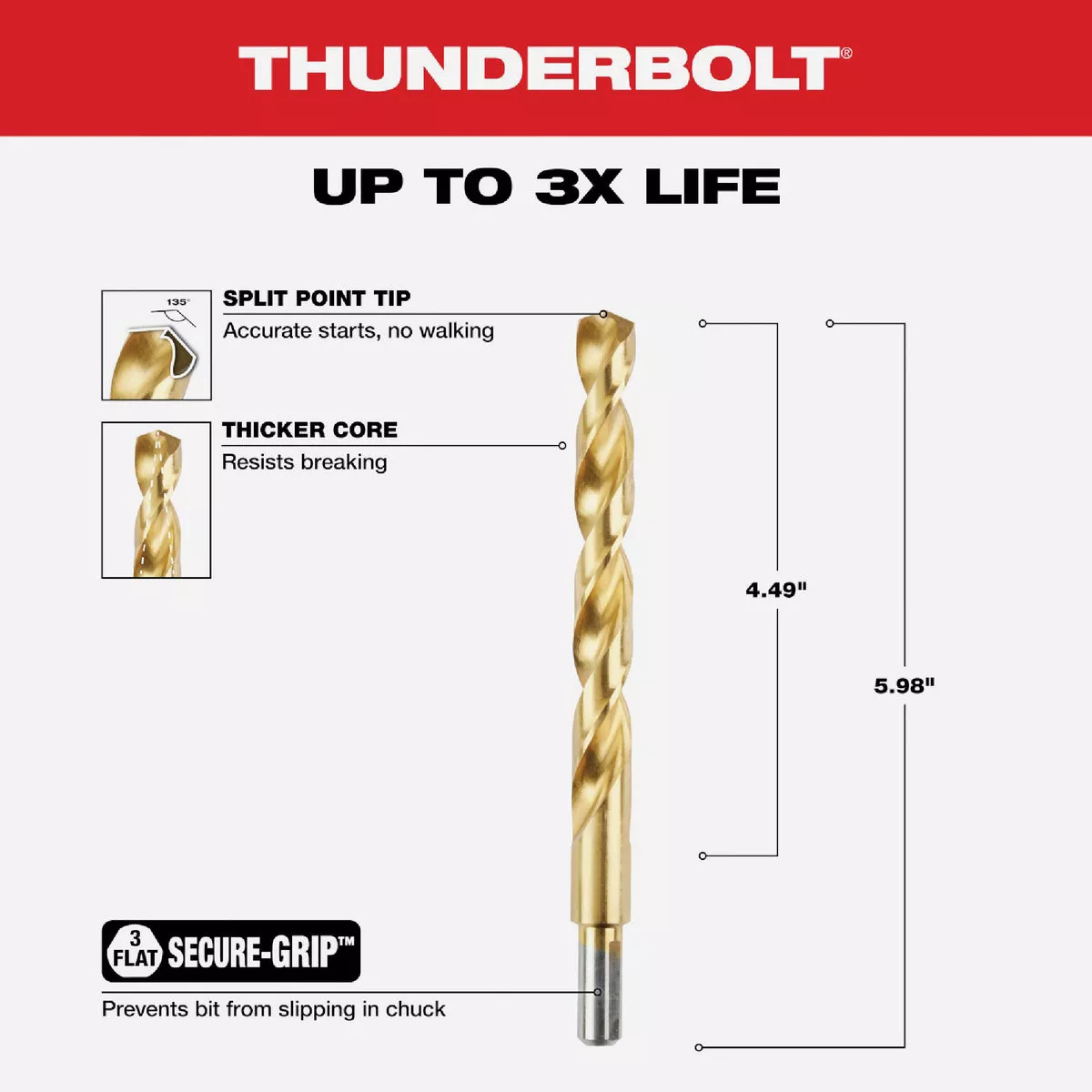 Milwaukee THUNDERBOLT 1/2 In. Titanium Drill Bit - photo 4