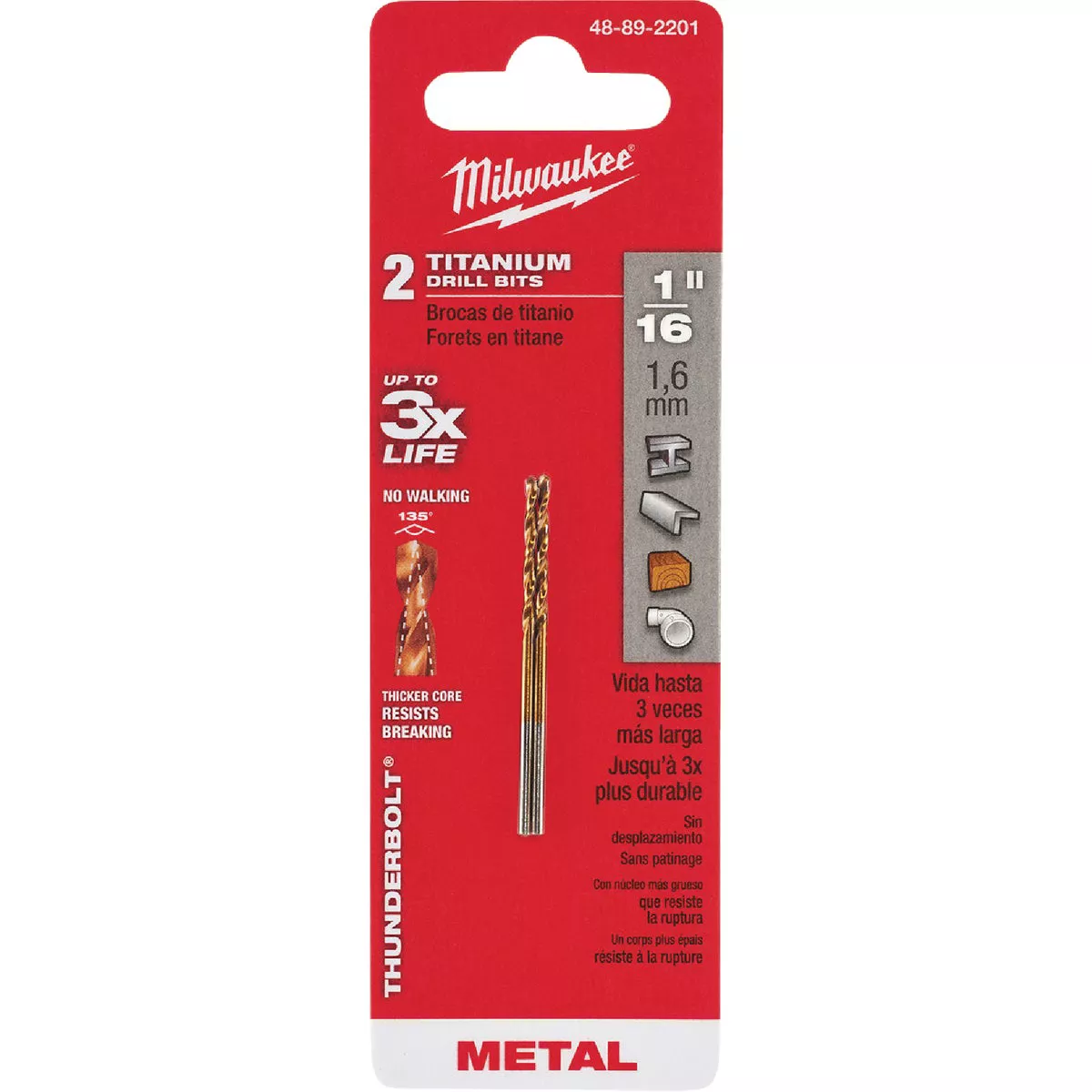 Milwaukee THUNDERBOLT 1/16 In. Titanium Drill Bit (2-Pack) - photo 3