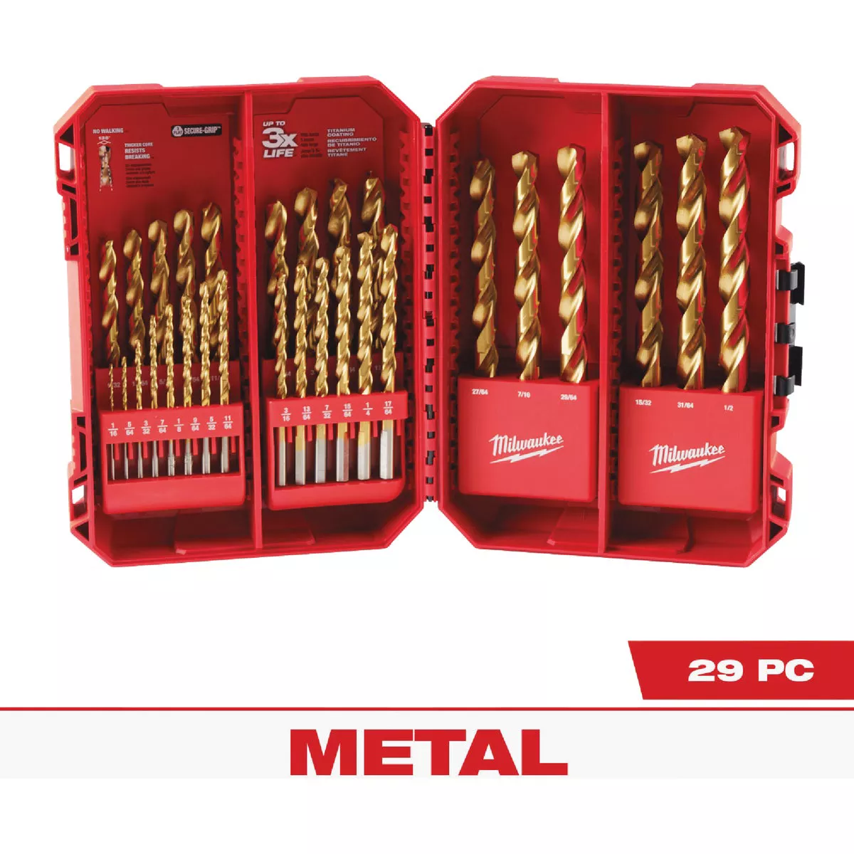 Milwaukee THUNDERBOLT 29-Piece Titanium Drill Bit Set, 1/16 In. thru 1/2 In.