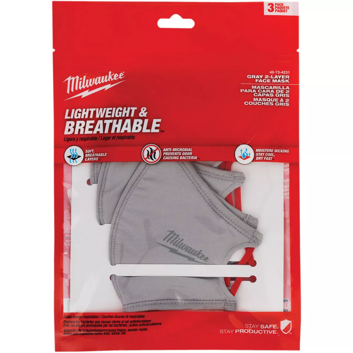 Milwaukee Gray 2-Layer Washable Dust & Face Mask (3-Pack) - photo 4