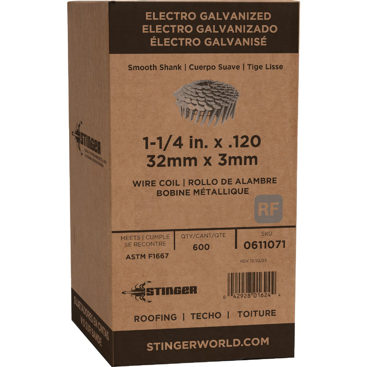 Stinger 11/4 In. x 0.120 In. 15 Degree Wire Weld Electro Galvanized