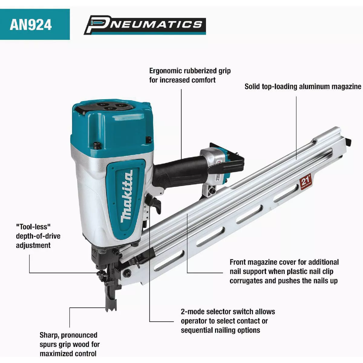 Makita 21 Degree 3-1/2 In. Plastic Collated Framing Nailer - photo 15