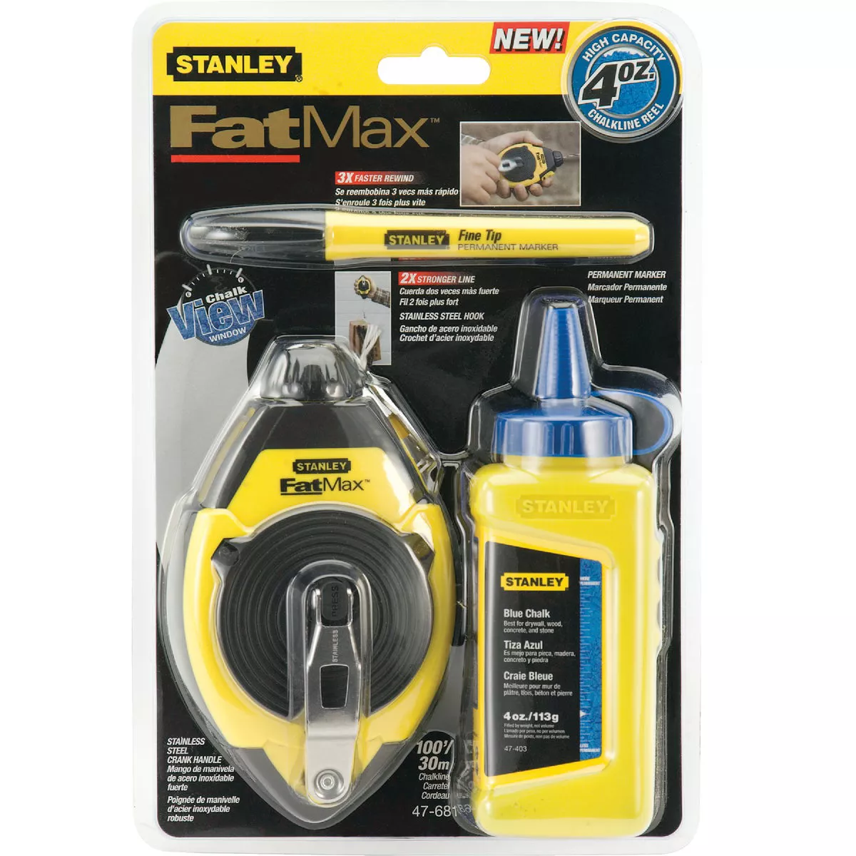 Stanley FatMax 100 Ft. Chalk Line Reel and Chalk with Marker, Blue - photo 2