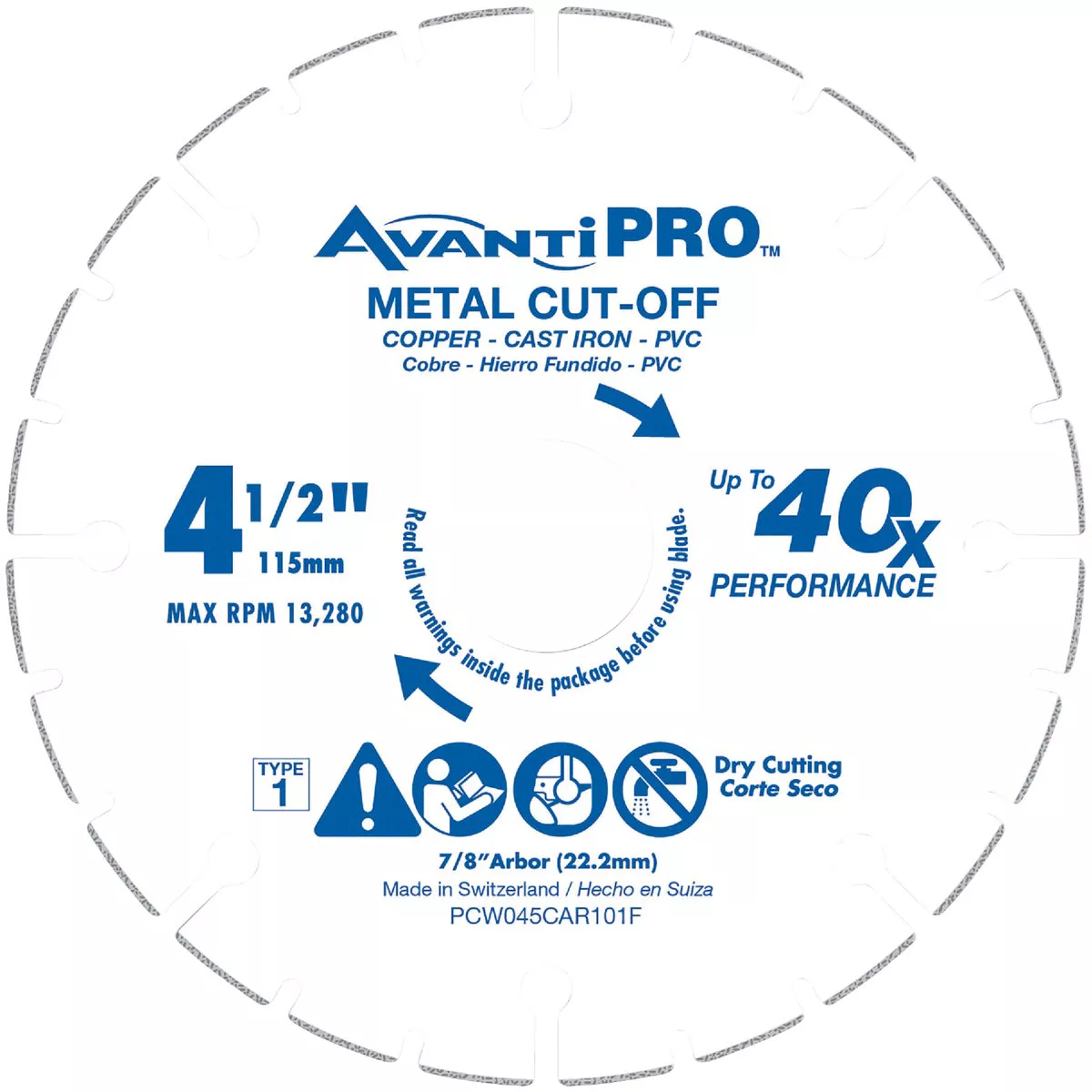 AvantiPRO Type 1 Carbide Grit 4-1/2 In. x 7/8 In. Metal Cut-Off Wheel