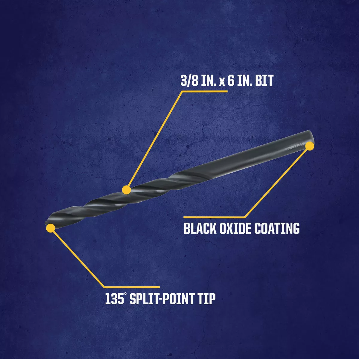 Irwin 3/8 In. x 6 In. M-2 Black Oxide Extended Length Drill Bit - photo 2