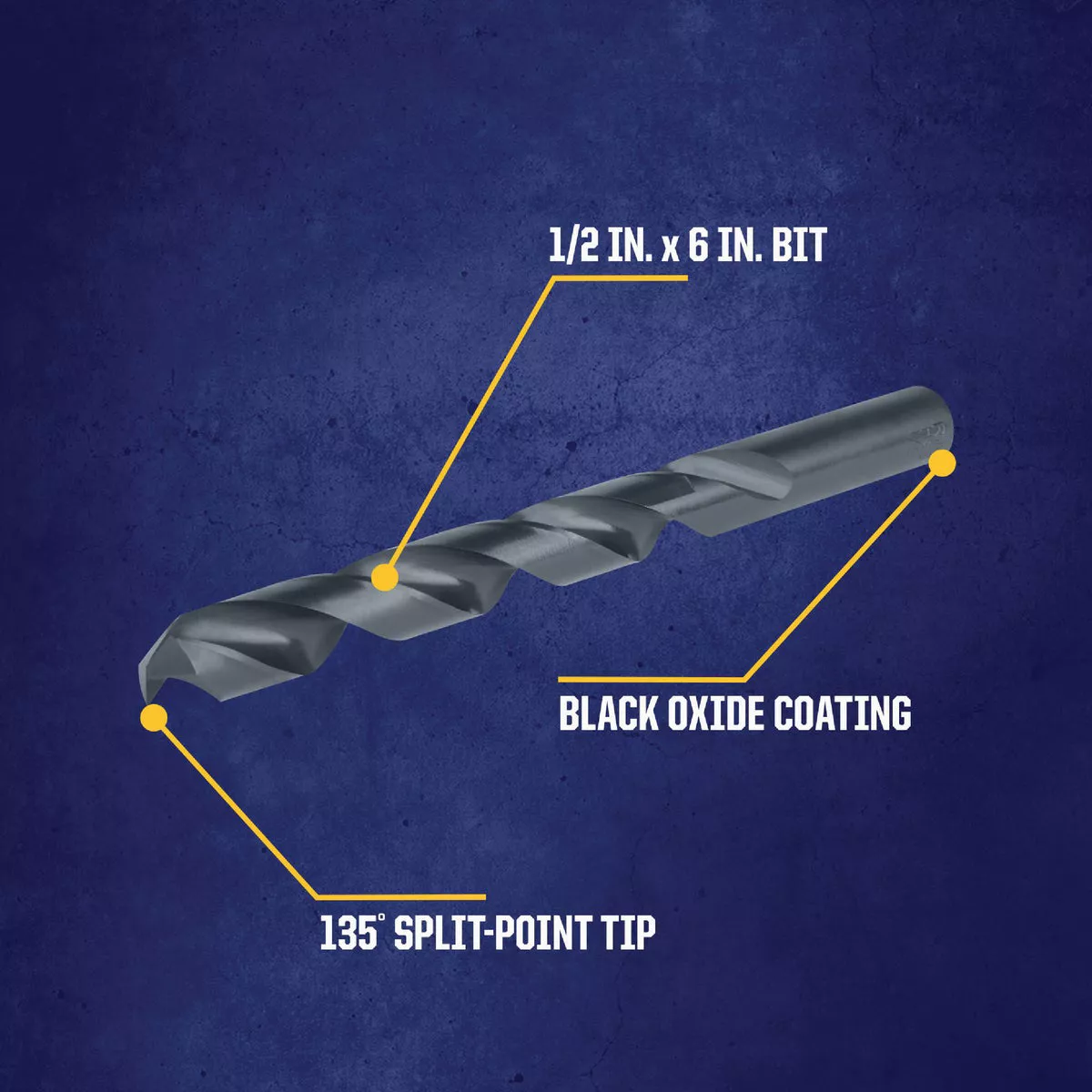 Irwin 1/2 In. x 6 In. M-2 Black Oxide Extended Length Drill Bit - photo 2