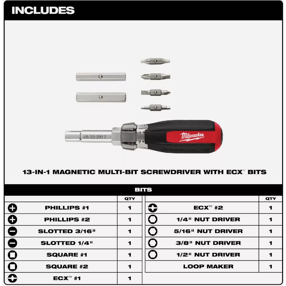Milwaukee 13-In-1 Magnetic Multi-Bit Screwdriver - photo 2
