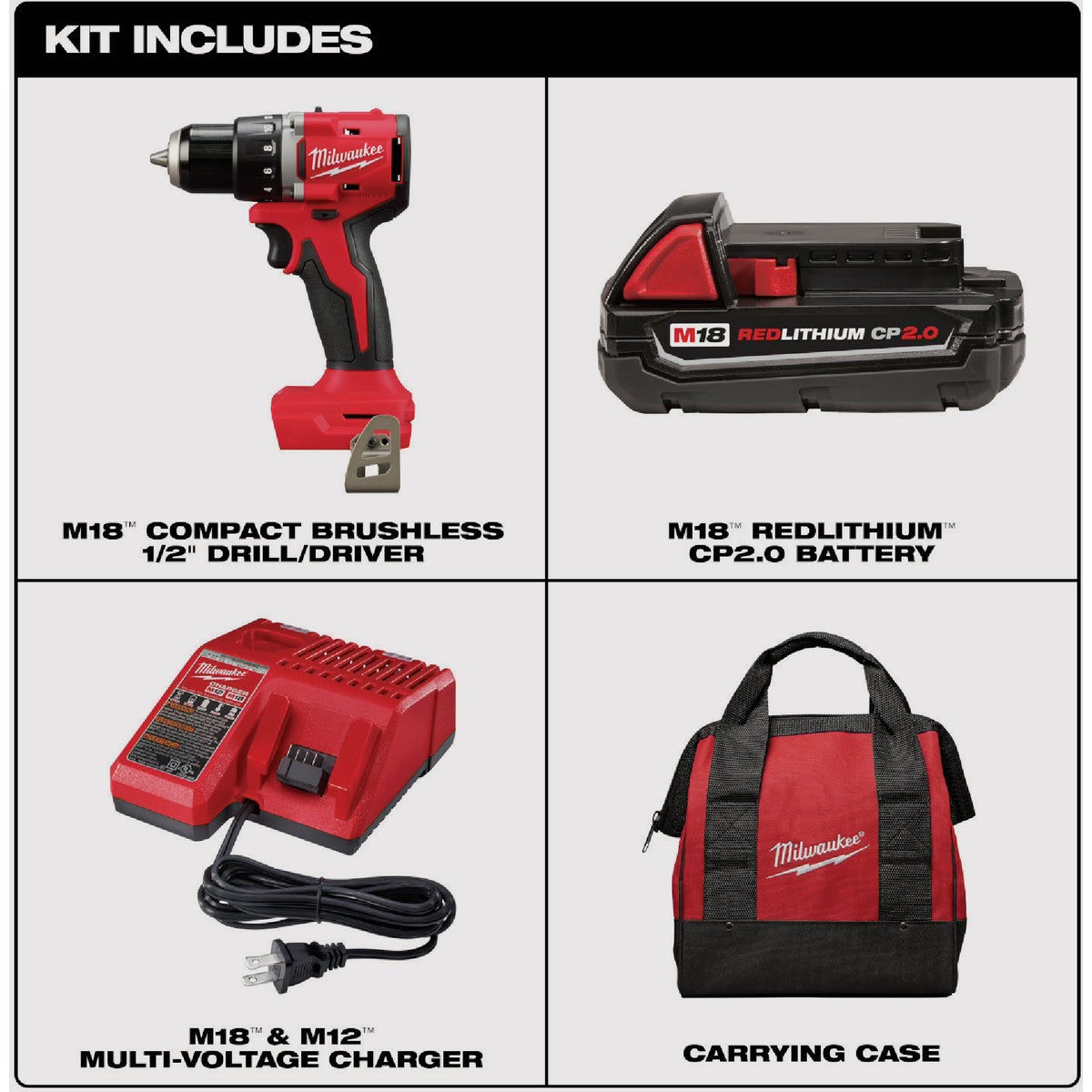 Milwaukee M18 Brushless 1/2 In. Compact Cordless Drill