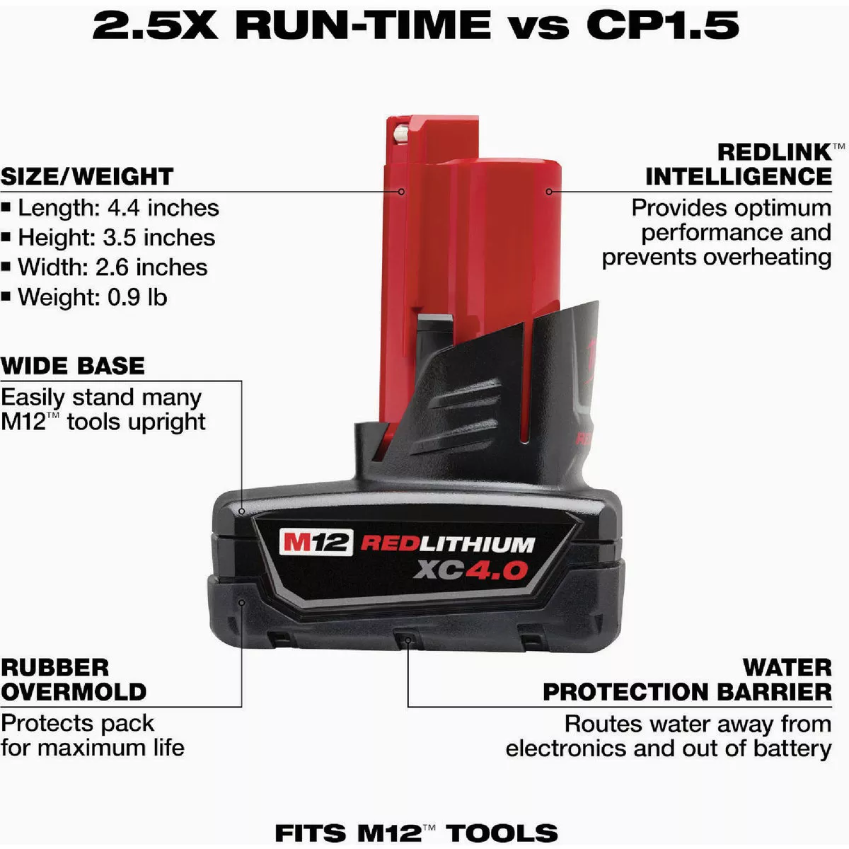 Milwaukee M12 REDLITHIUM Lithium-Ion XC 4.0 Ah Extended Capacity Battery Pack - photo 2