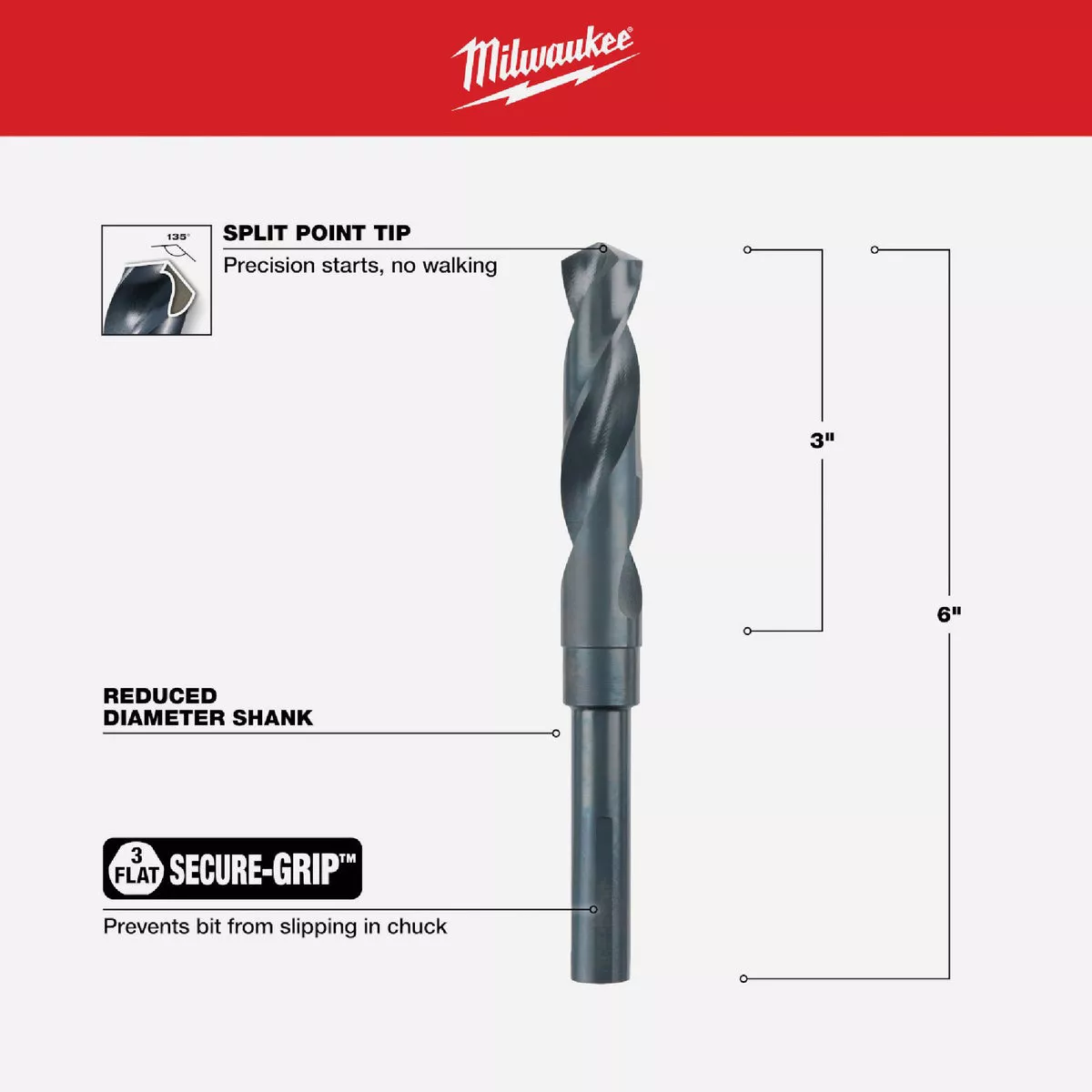 Milwaukee 11/16 In. Black Oxide Silver & Deming Drill Bit - photo 3