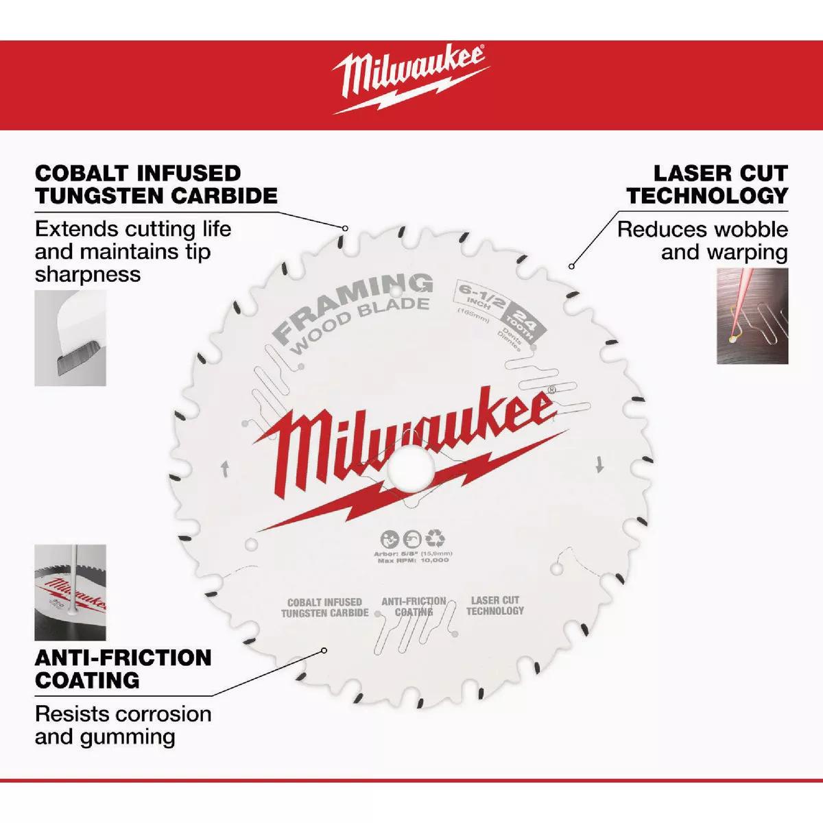 Milwaukee 6-1/2 In. 24-Tooth Framing Circular Saw Blade (2-Pack) - photo 4