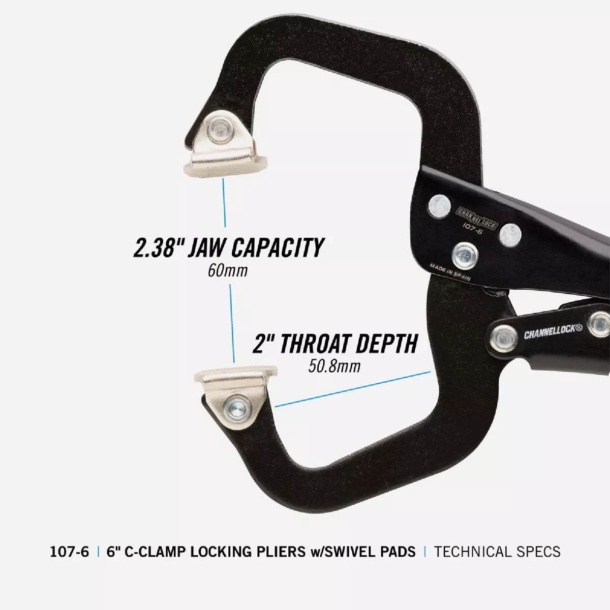 Channellock 6 In. C-Clamp Locking Pliers with Swivel Pads - photo 2