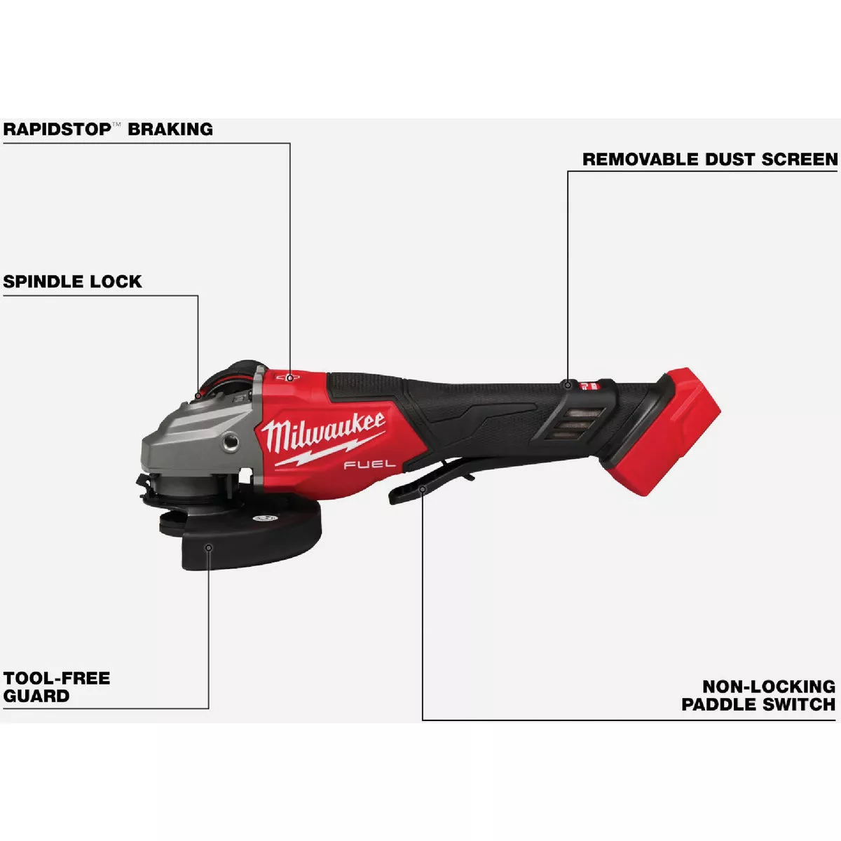 Milwaukee M18 FUEL 4-1/2 In. / 6 In. Brushless Braking Cordless Angle Grinder with Paddle Switch (Tool Only) - photo 3