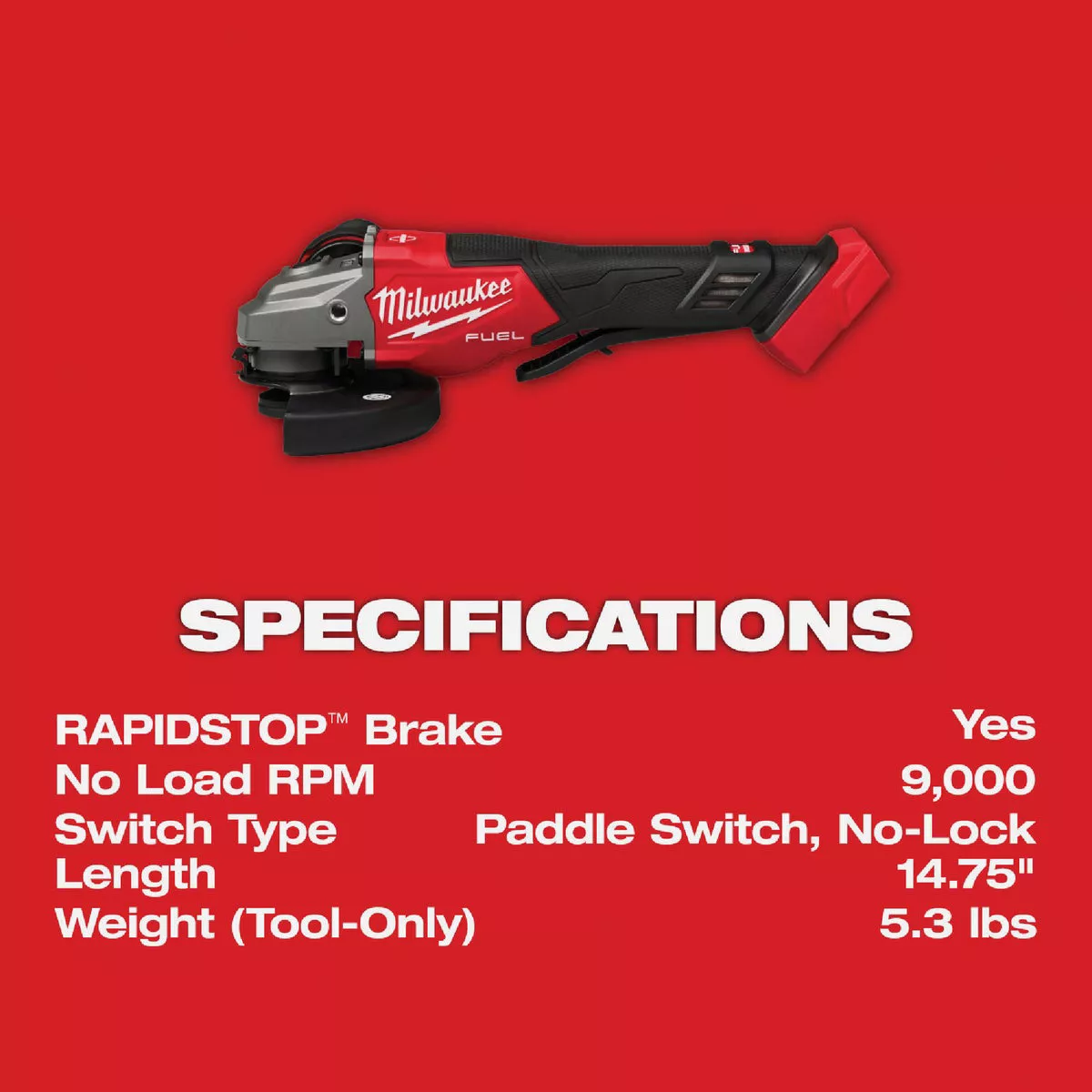 Milwaukee M18 FUEL 4-1/2 In. / 6 In. Brushless Braking Cordless Angle Grinder with Paddle Switch (Tool Only) - photo 7