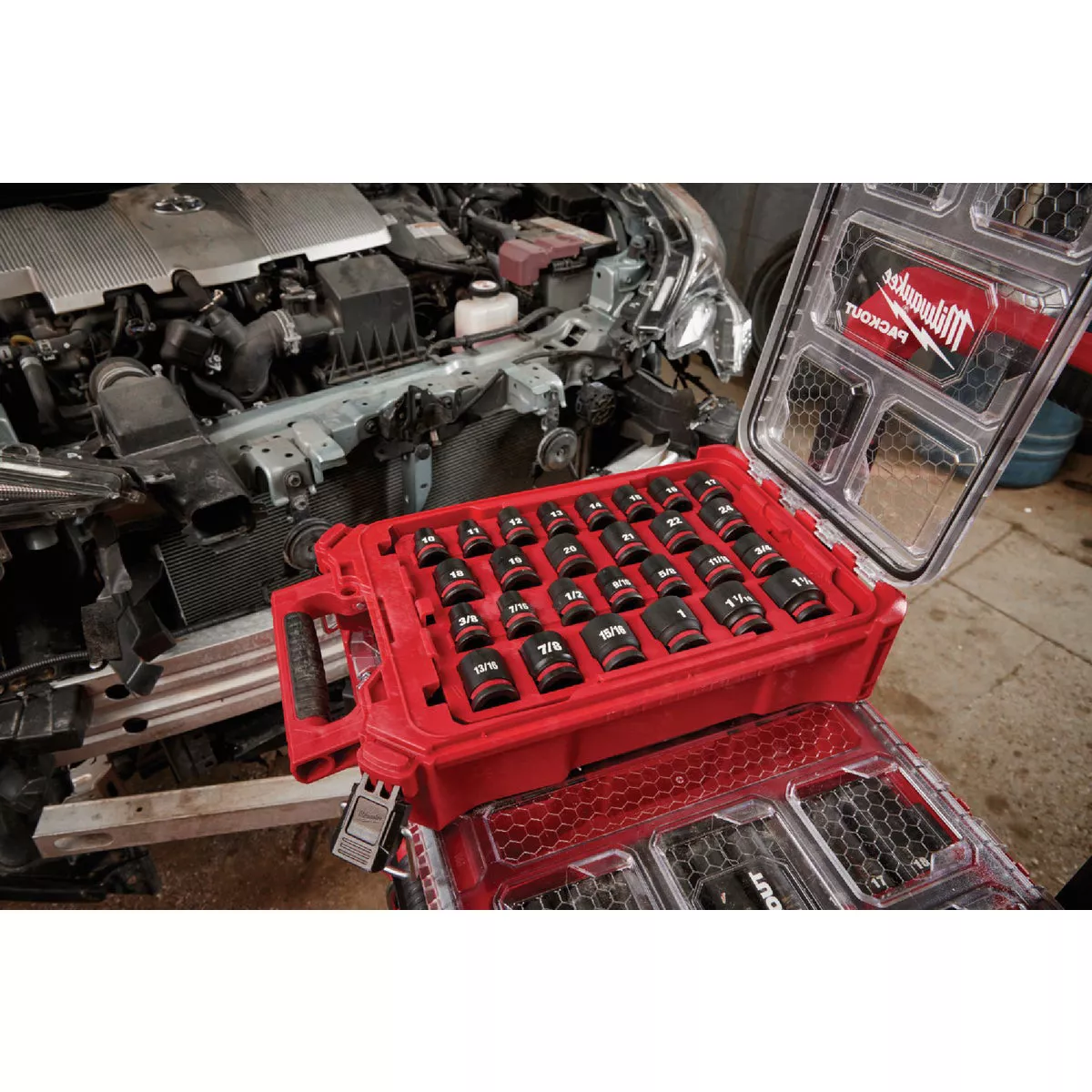 Milwaukee SHOCKWAVE Standard/Metric 1/2 In. Drive 6-Point Impact Driver Set with PACKOUT Organizer (27-Piece) - photo 2