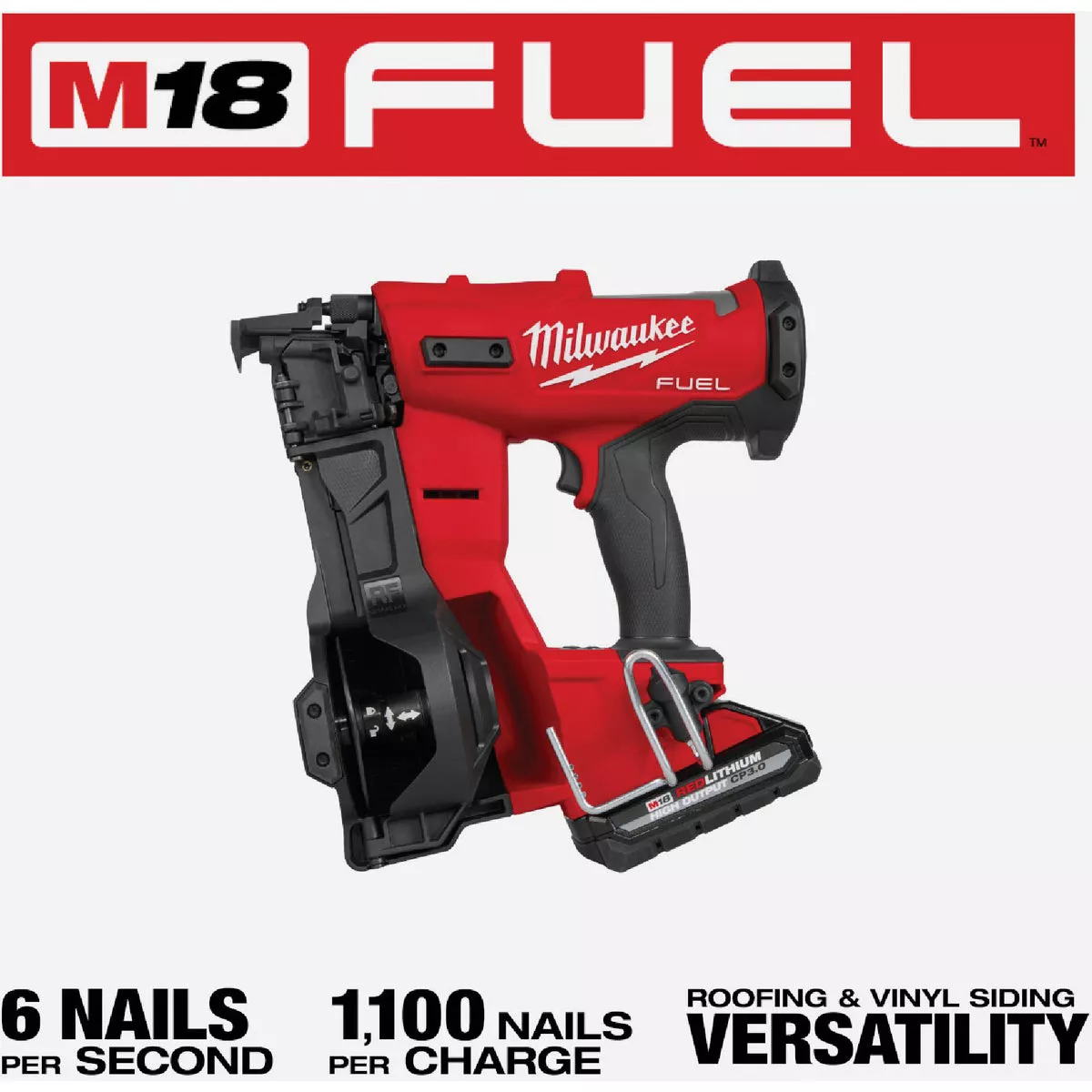 Milwaukee M18 FUEL Brushless Cordless Coil Roofing Nailer Kit with 3.0 Ah Battery & Charger - photo 4