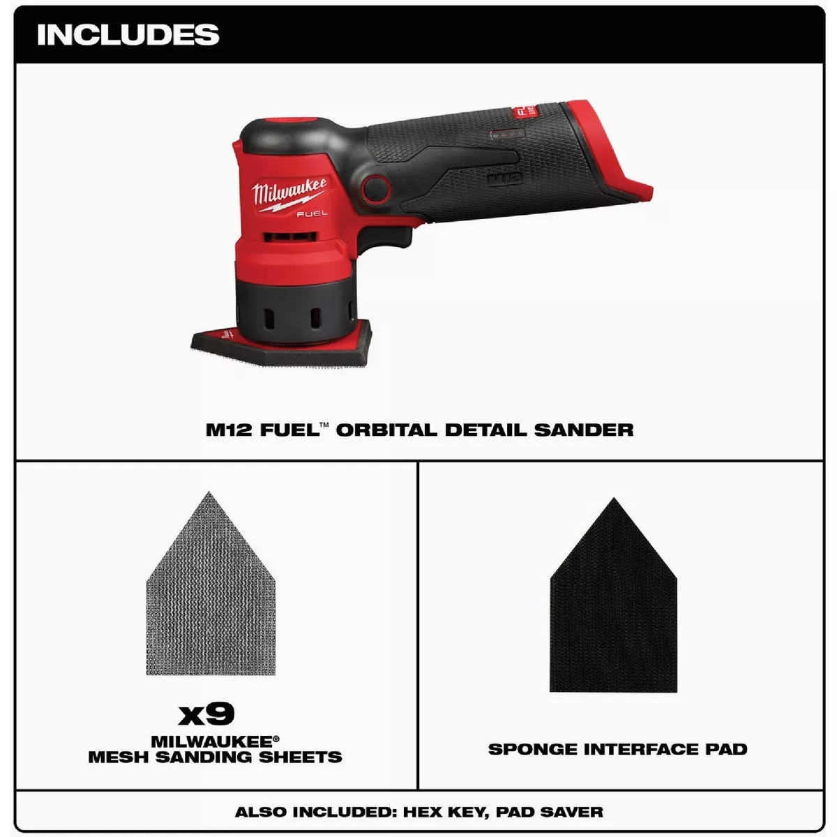 Milwaukee M12 FUEL Brushless Cordless Orbital Detail Sander (Tool Only) - photo 2