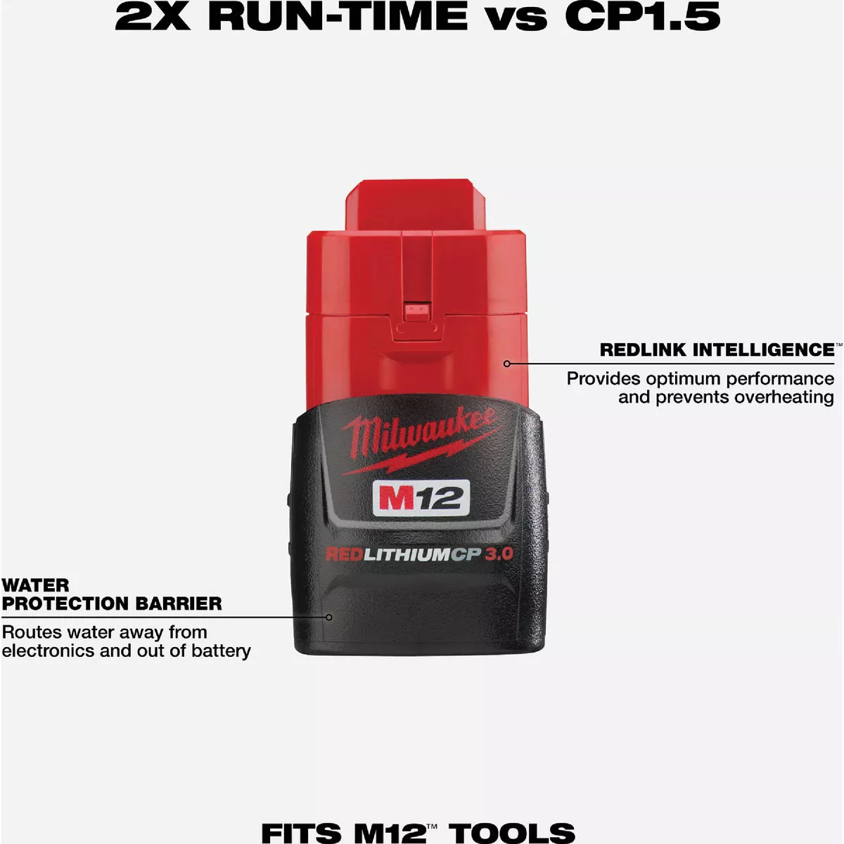 Milwaukee M12 REDLITHIUM Lithium-Ion 3.0 Ah Compact Battery Pack - photo 3