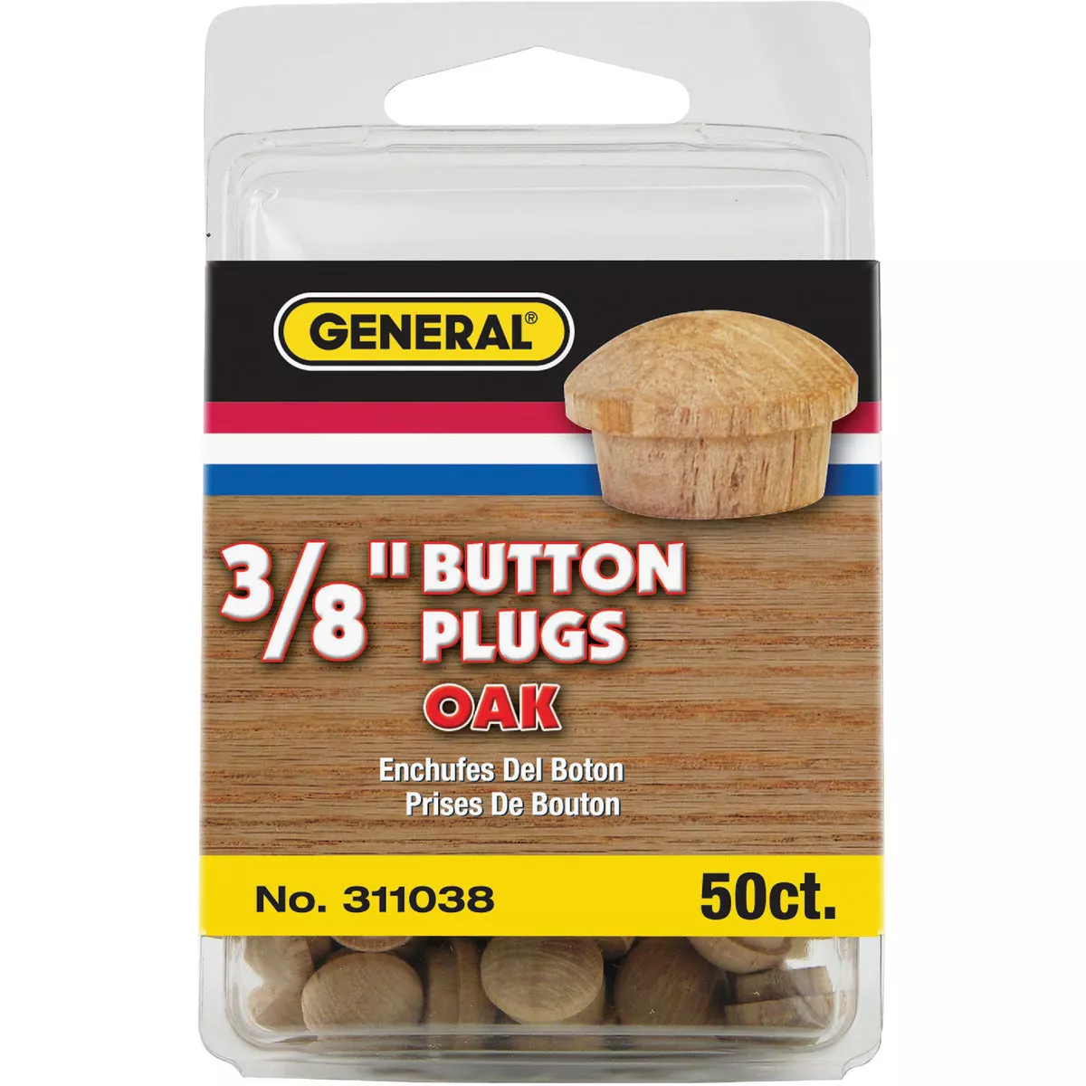General Tools 3/8 In. Oak Round Head Button Plug (50-Count) - photo 2