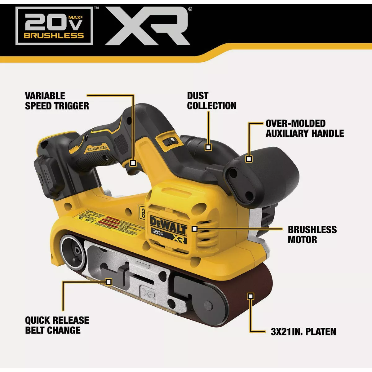 DEWALT 20V MAX XR Brushless 3 In. x 21 In. Cordless Belt Sander (Tool Only) - photo 2