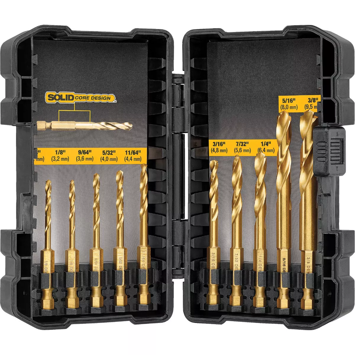 DeWalt Impact Ready 10-Piece Titanium Hex Shank Drill Bit Set, 1/8 In. thru 3/8 In. - photo 2