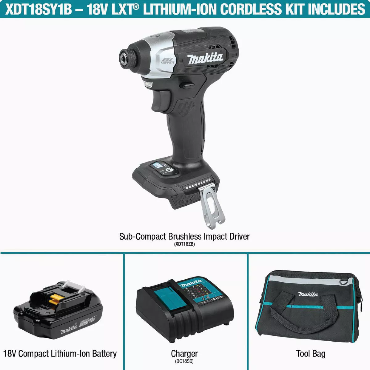 Makita 18-Volt LXT Lithium-Ion Brushless 1/4 In. Hex Sub-Compact Cordless Impact Driver Kit - photo 8