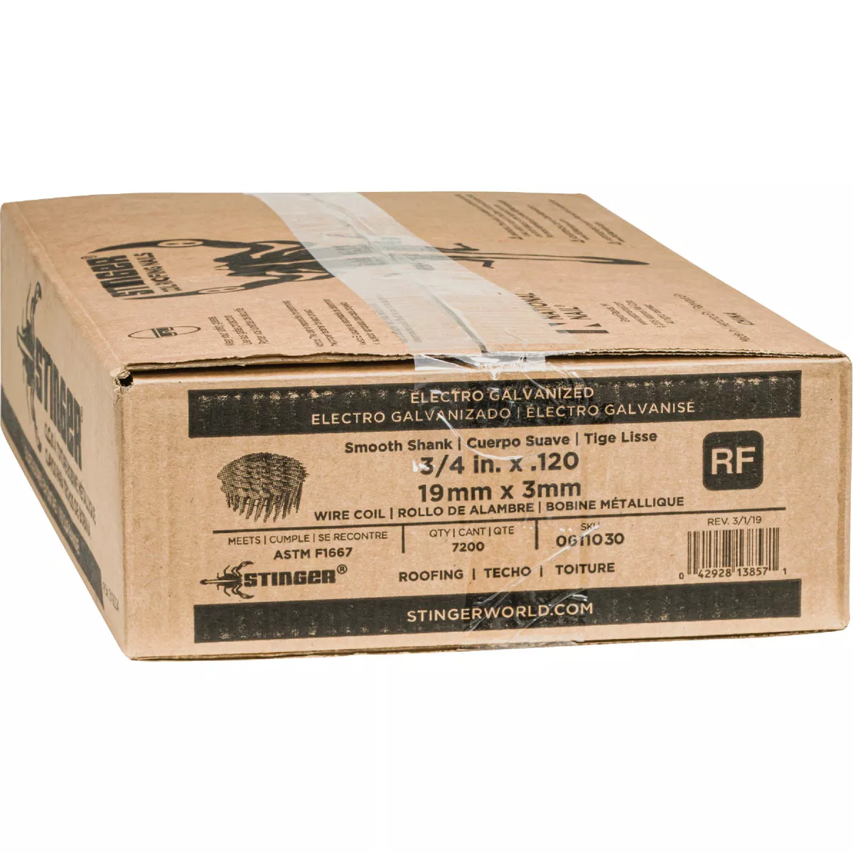 Stinger 3/4 In. x 0.120 In. 15 Degree Wire Weld Electro Galvanized Coil Roofing Nail (7200 Ct.) - photo 2