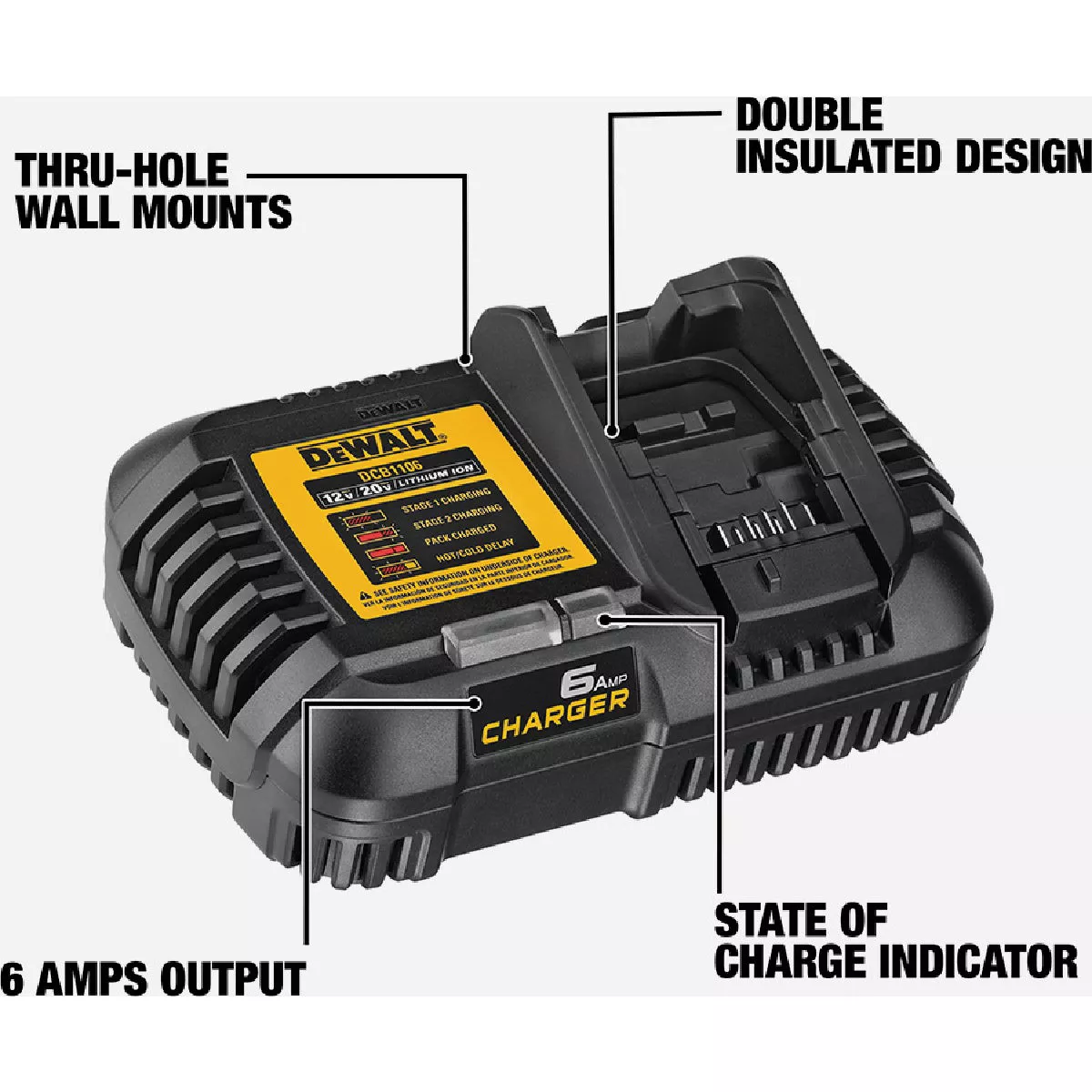 DEWALT 12V/20V/60V MAX Lithium-Ion 6-Amp Fast Battery Charger - photo 3