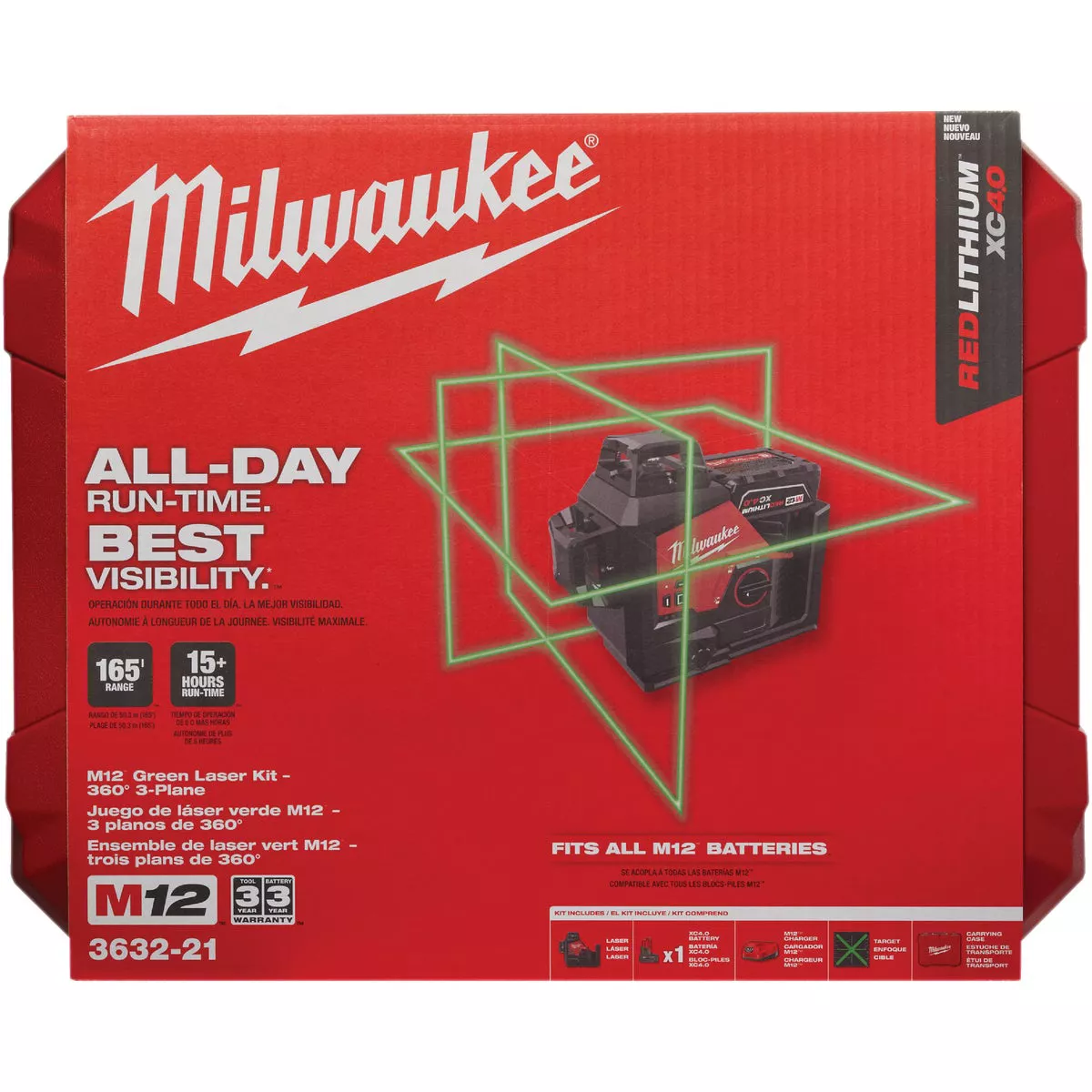 Milwaukee M12 Green 360-Degree 3-Plane Laser Kit - photo 4