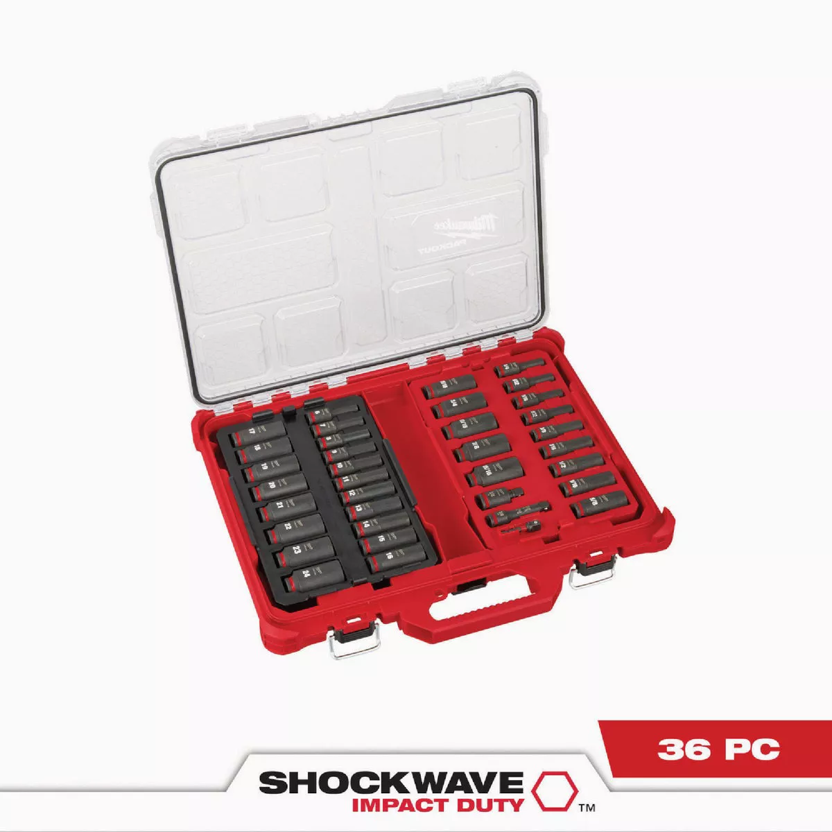 Milwaukee SHOCKWAVE Standard/Metric 3/8 In. Drive 6-Point Deep Impact Driver Set with PACKOUT Organizer (36-Piece) - photo 3