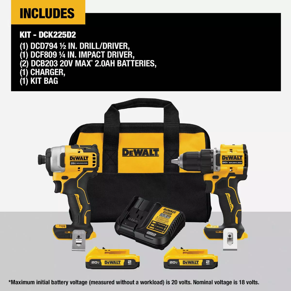 DEWALT ATOMIC 20V MAX 2-Tool Brushless Cordless Compact Drill/Driver & Impact Driver Combo Kit with (2) 2.0 Ah Batteries & Charger - photo 2