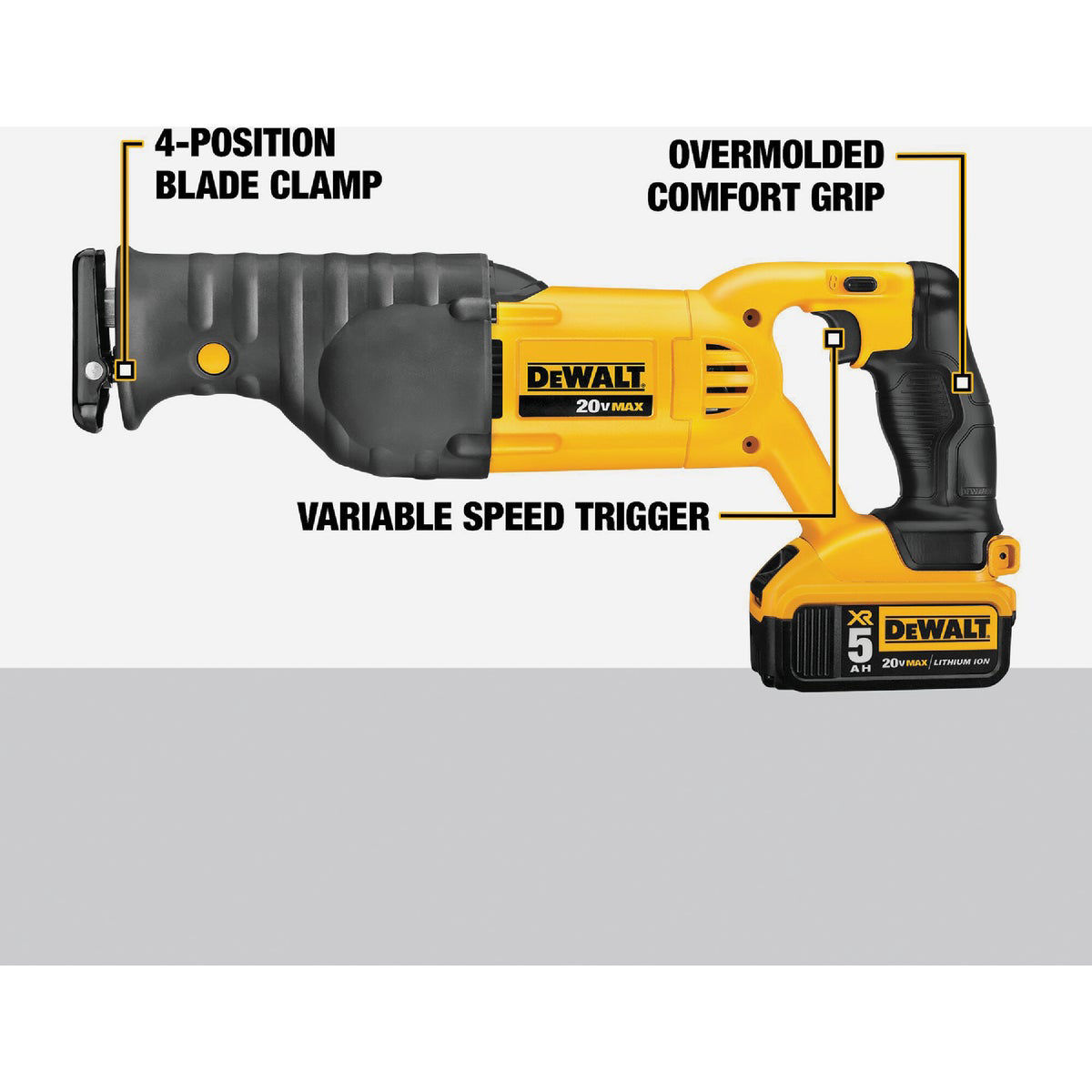 DEWALT 20V MAX Cordless Reciprocating Saw Kit with 5.0 Ah Battery Charger