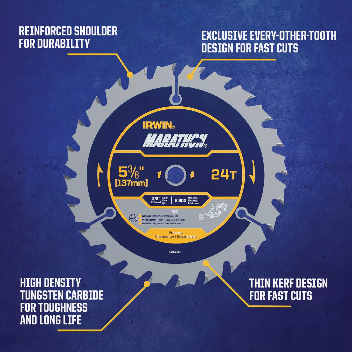 Irwin Marathon 5-3/8 In. 24-Tooth Framing/Ripping Circular Saw Blade - photo 3