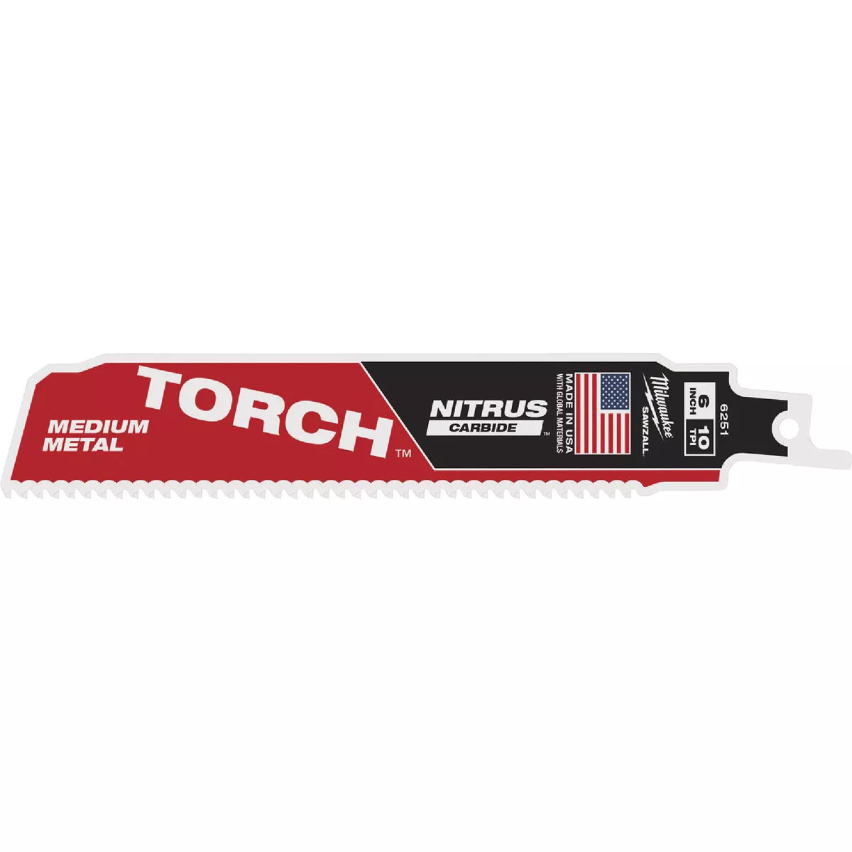 Milwaukee TORCH 6 In. 10 TPI NITRUS Carbide Medium Metal Reciprocating Saw Blade - photo 2