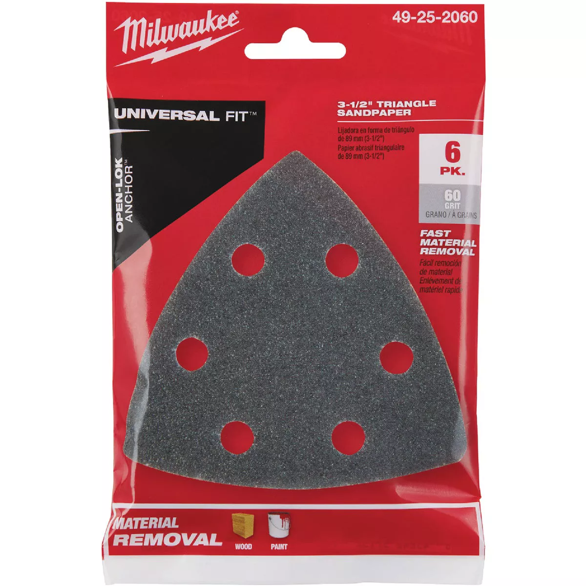 Milwaukee OPEN-LOK 3-1/2 In. 60 Grit Triangle Sandpaper (6-Pack) - photo 2