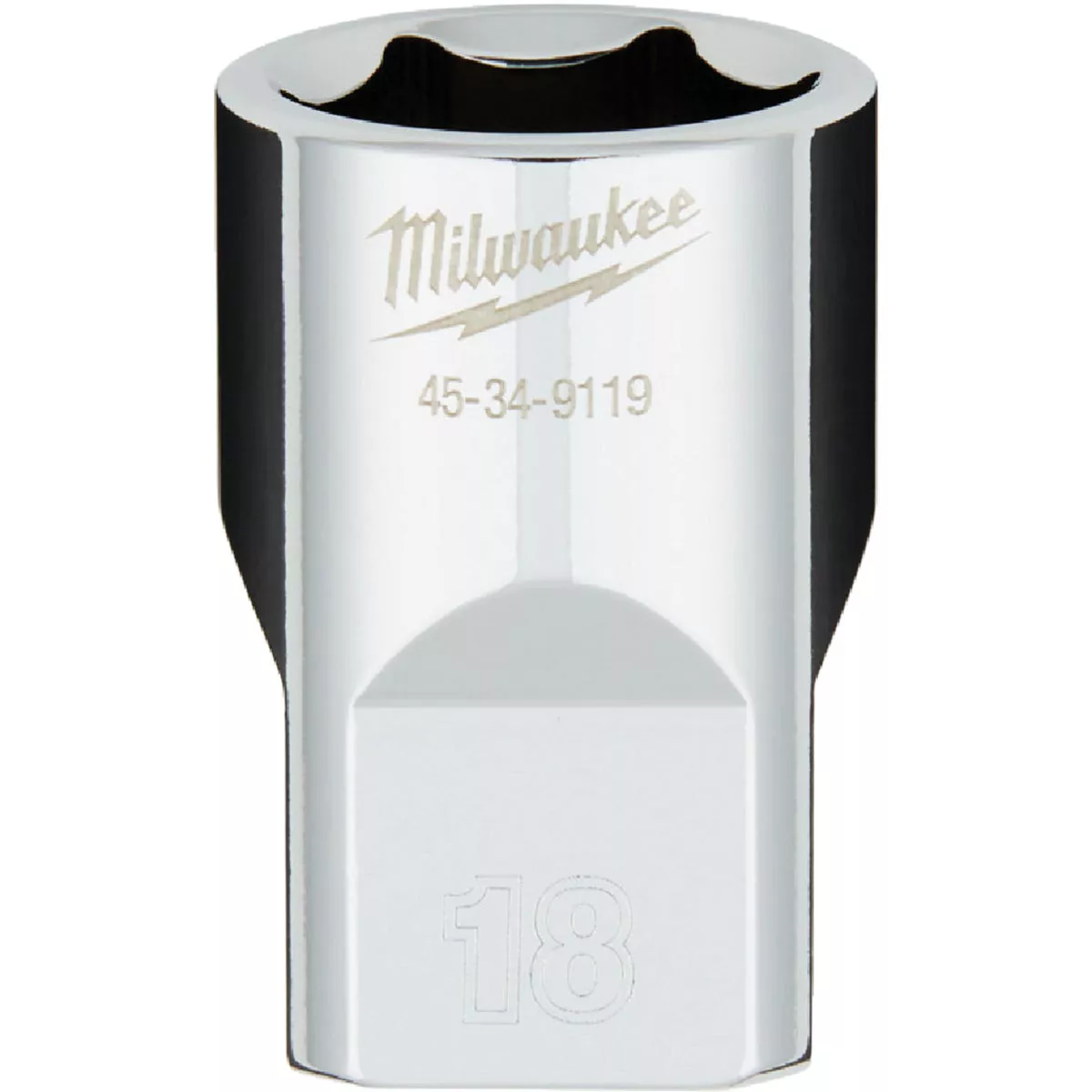 Milwaukee 1/2 In. Drive 18 mm 6-Point Shallow Metric Socket with FOUR FLAT Sides
