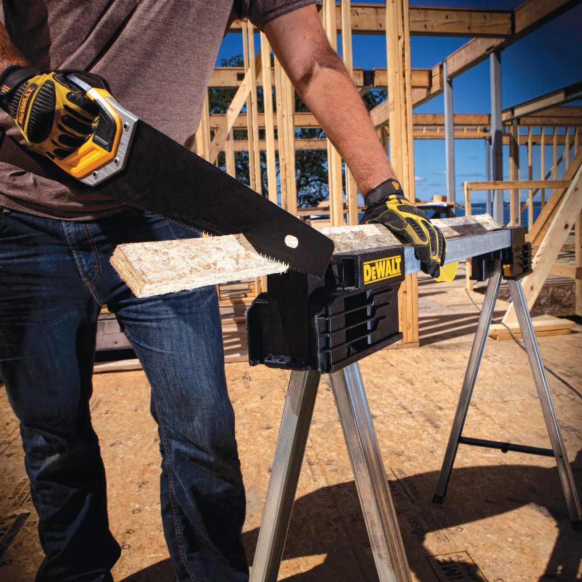 DEWALT 32 In. L Metal Folding Sawhorse, 2000 Lb. Capacity - photo 2