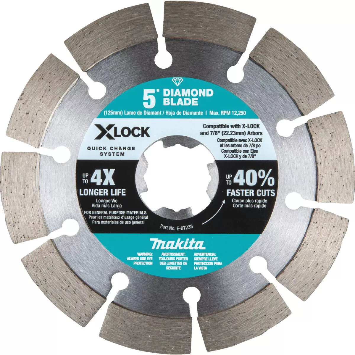 Makita X-LOCK 5 In. Segmented Rim Dry/Wet Cut Diamond Blade