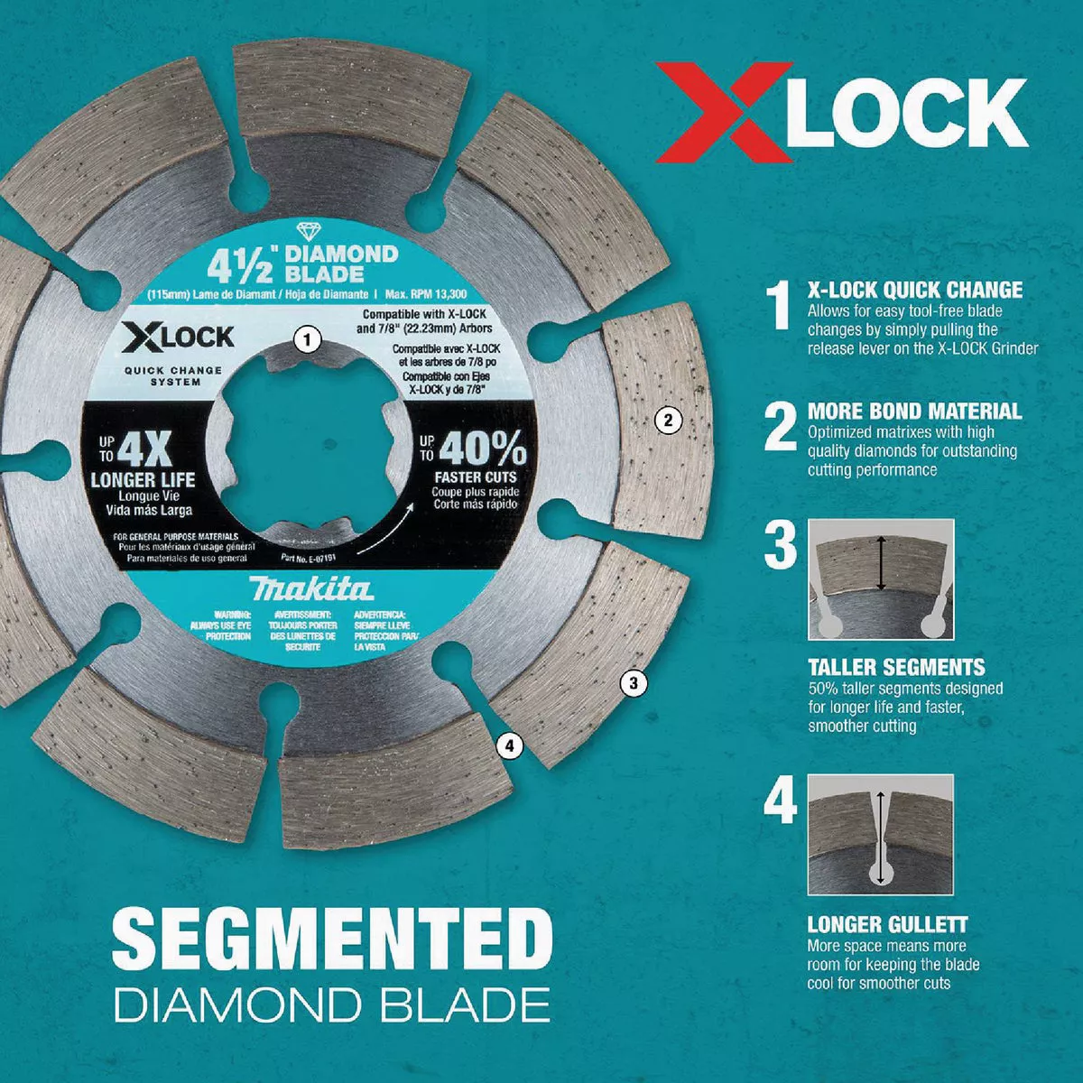 Makita X-LOCK 5 In. Segmented Rim Dry/Wet Cut Diamond Blade - photo 5