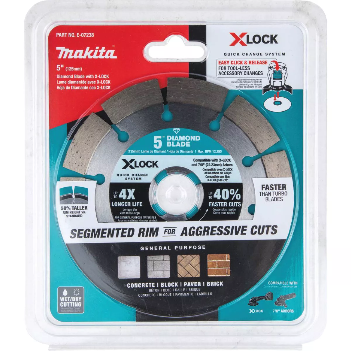 Makita X-LOCK 5 In. Segmented Rim Dry/Wet Cut Diamond Blade - photo 2