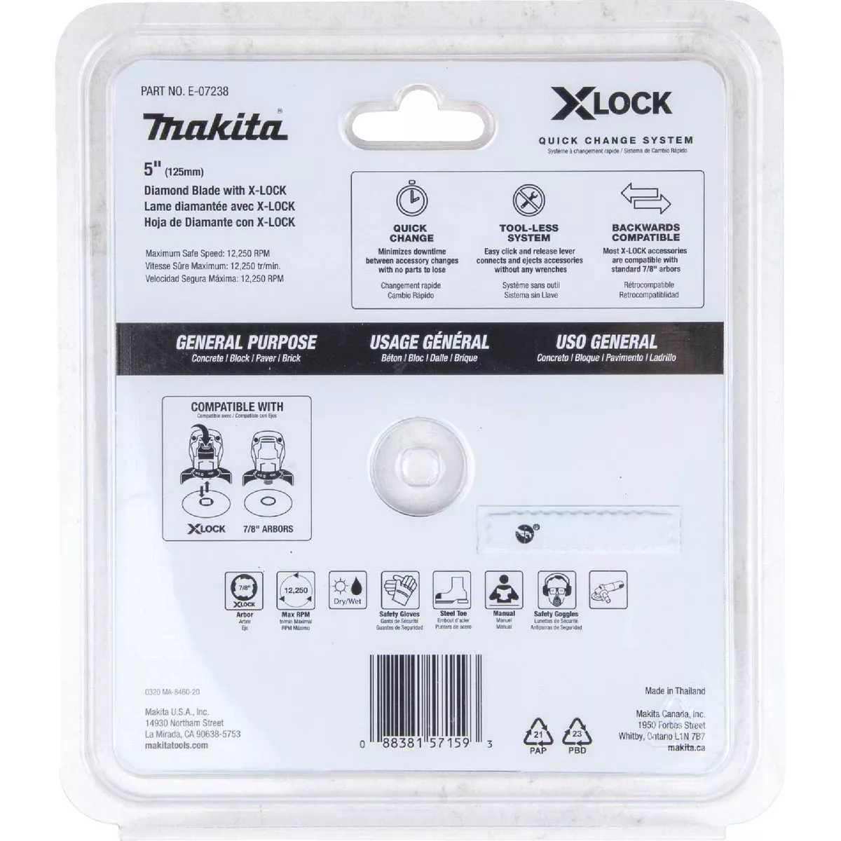 Makita X-LOCK 5 In. Segmented Rim Dry/Wet Cut Diamond Blade - photo 3