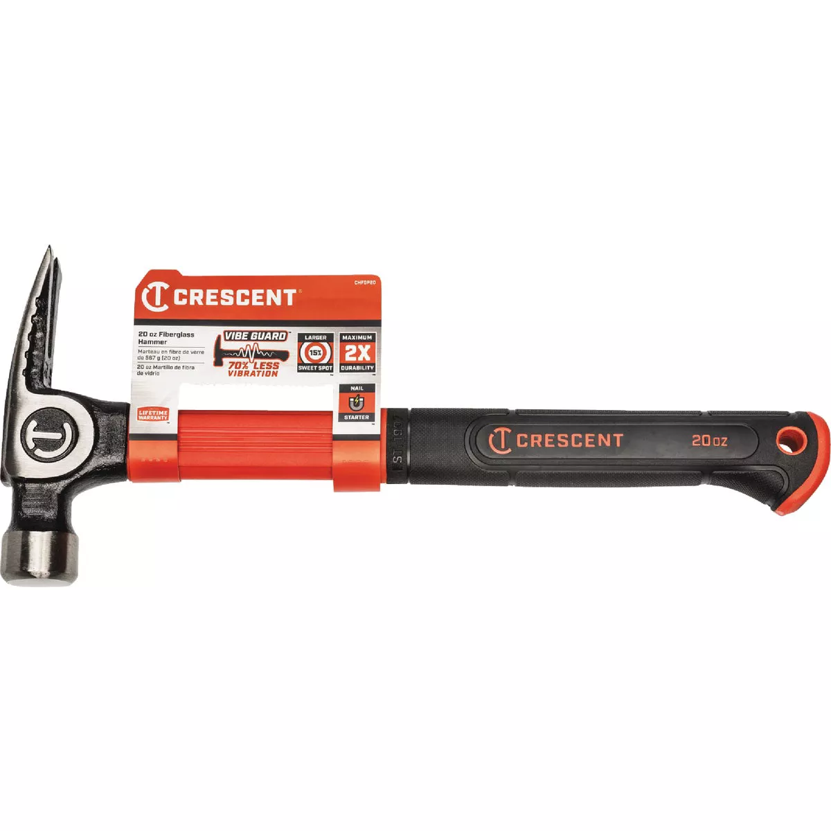 Crescent 20 Oz. Smooth-Face General Purpose Claw Hammer with Fiberglass Handle - photo 2