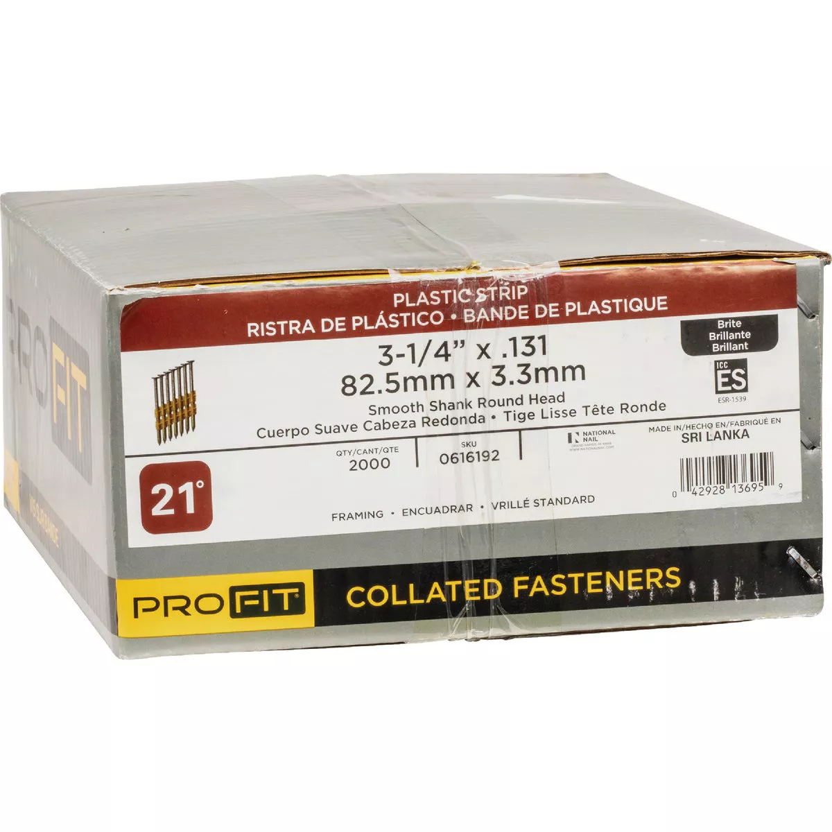 Pro-Fit 3-1/4 In. x 0.131 In. Plastic Strip Round Head Brite Framing Stick Nails (2000 Ct.) - photo 2