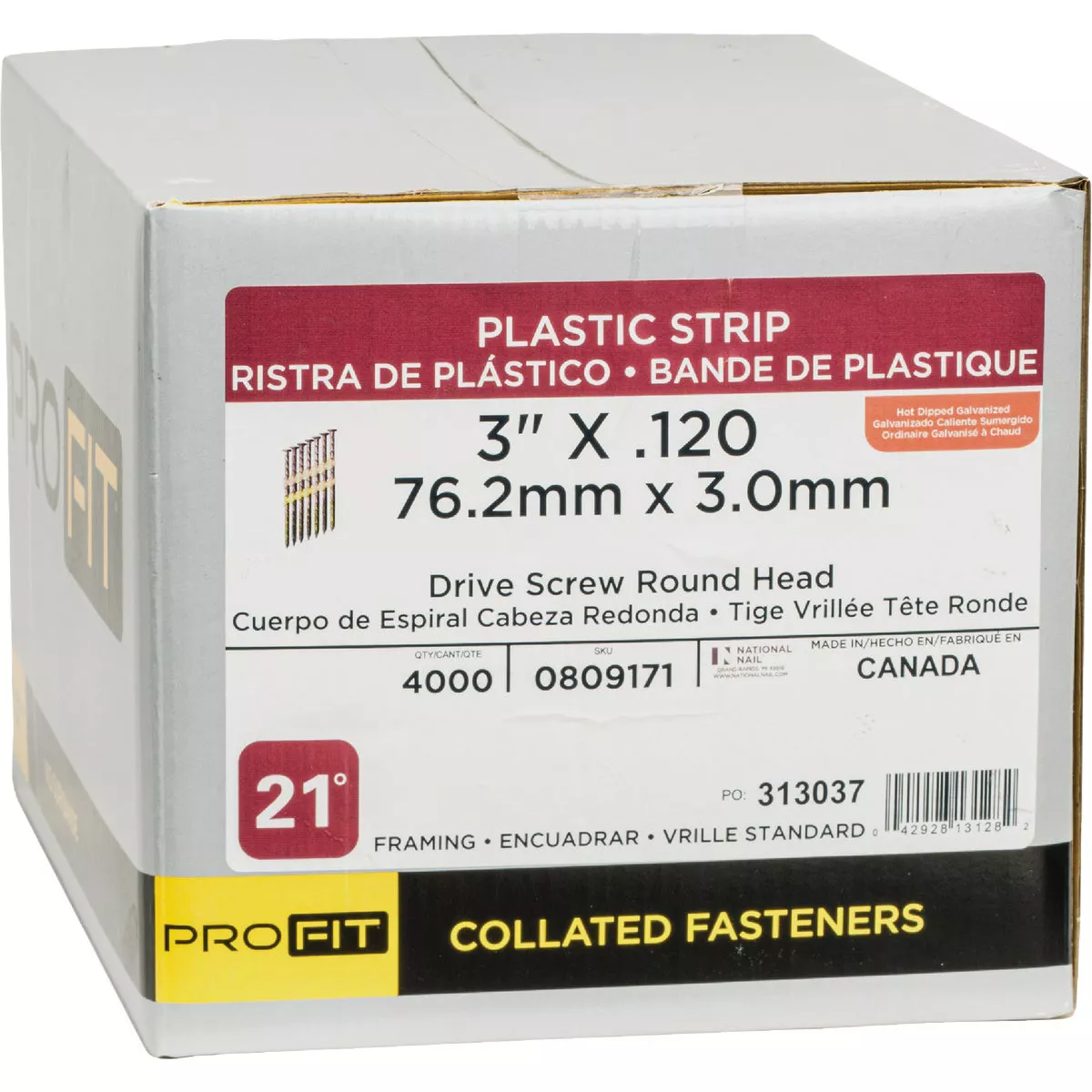 Pro-Fit 3 In. x 0.120 In. 21 Degree Plastic Strip Drive Screw Shank Round Head Hot Dipped Galvanized Framing Stick Nails (4000 Ct.) - photo 2