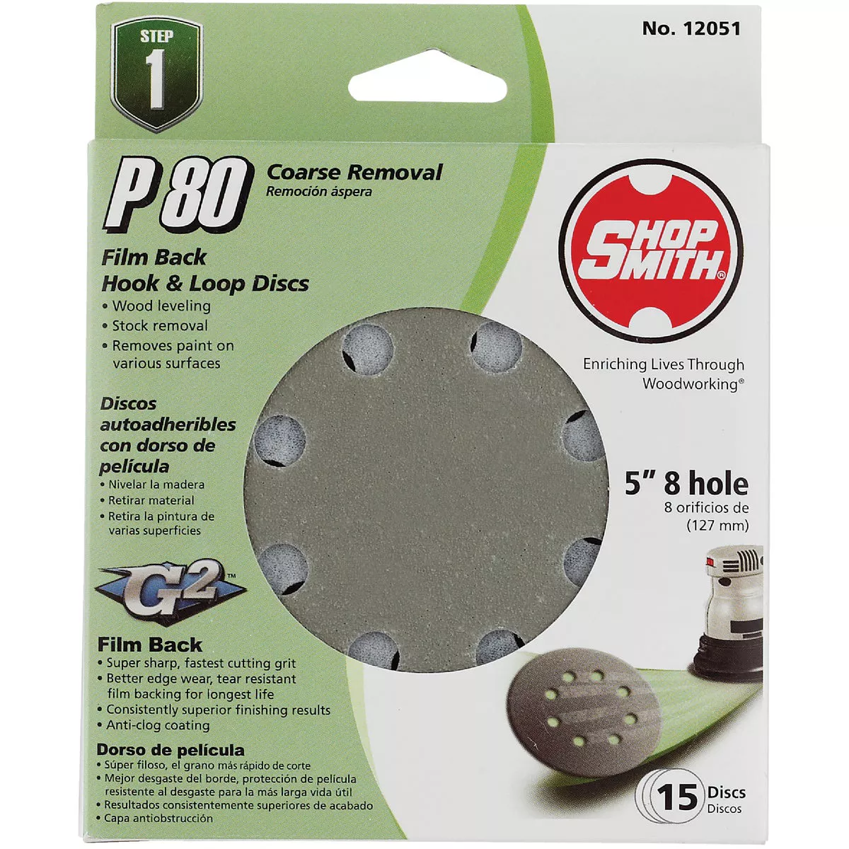 Gator Blade 5 In. 80-Grit 8-Hole Pattern Vented Sanding Disc with Hook ...