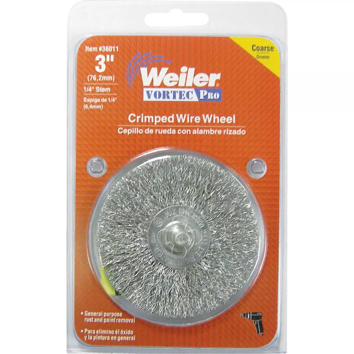 Weiler Vortec 3 In. Crimped, Coarse Drill-Mounted Wire Brush - photo 2