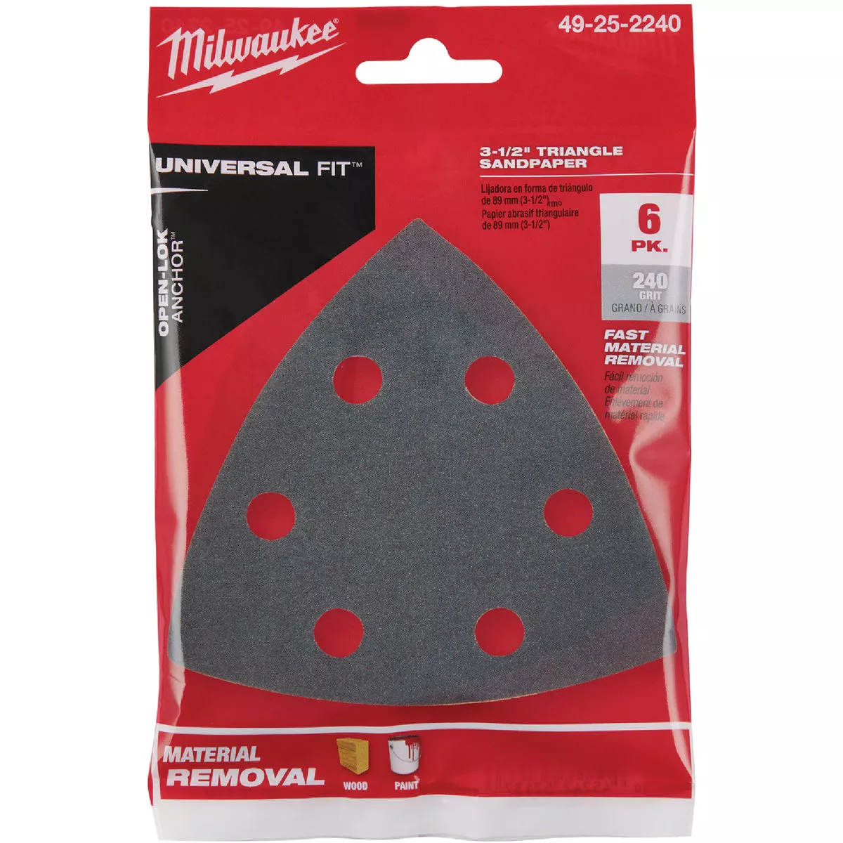 Milwaukee OPEN-LOK 3-1/2 In. 240 Grit Triangle Sandpaper (6-Pack) - photo 2