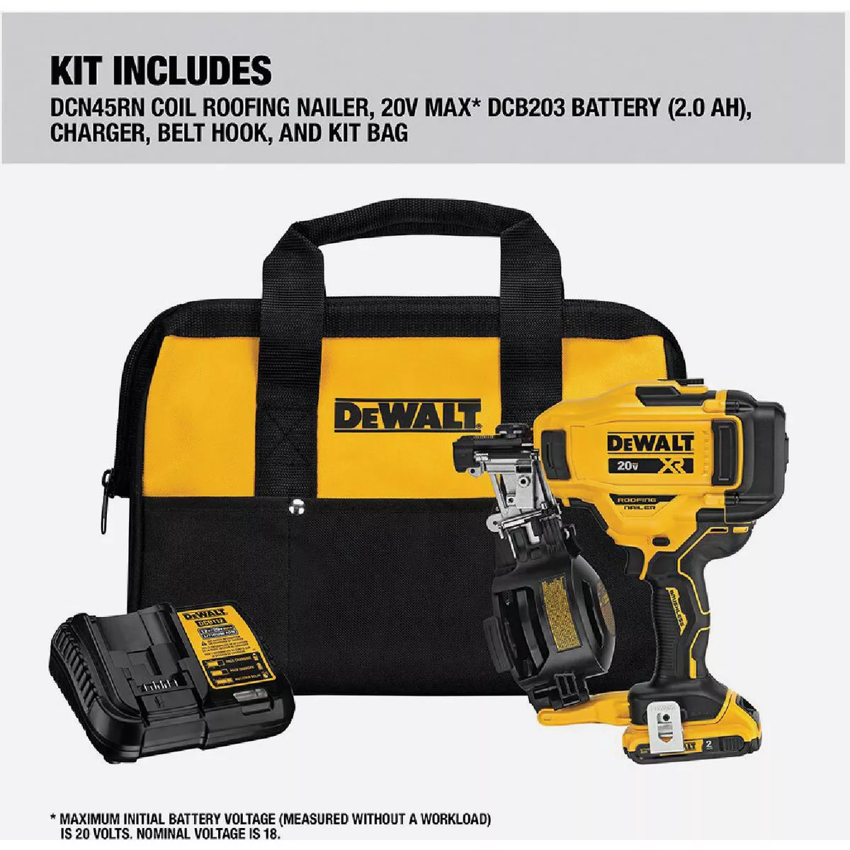 DEWALT 20V MAX Brushless 15 Degree 1-3/4 In. Cordless Coil Roofing Nailer Kit with 2.0 Ah Battery & Charger - photo 4