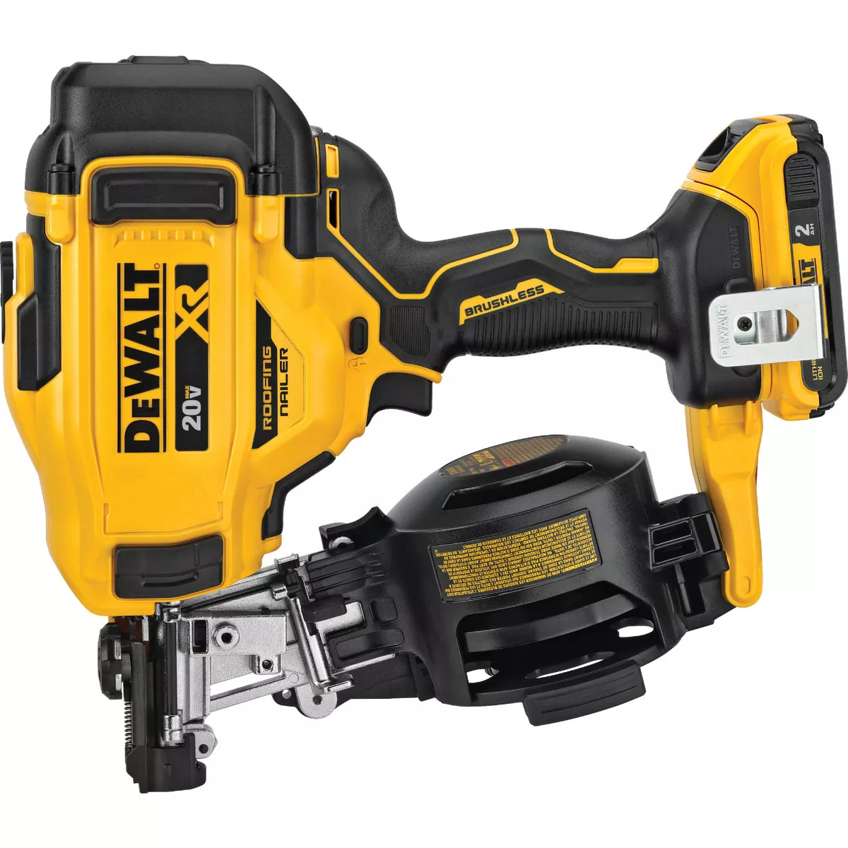 DEWALT 20V MAX Brushless 15 Degree 1-3/4 In. Cordless Coil Roofing Nailer Kit with 2.0 Ah Battery & Charger - photo 2