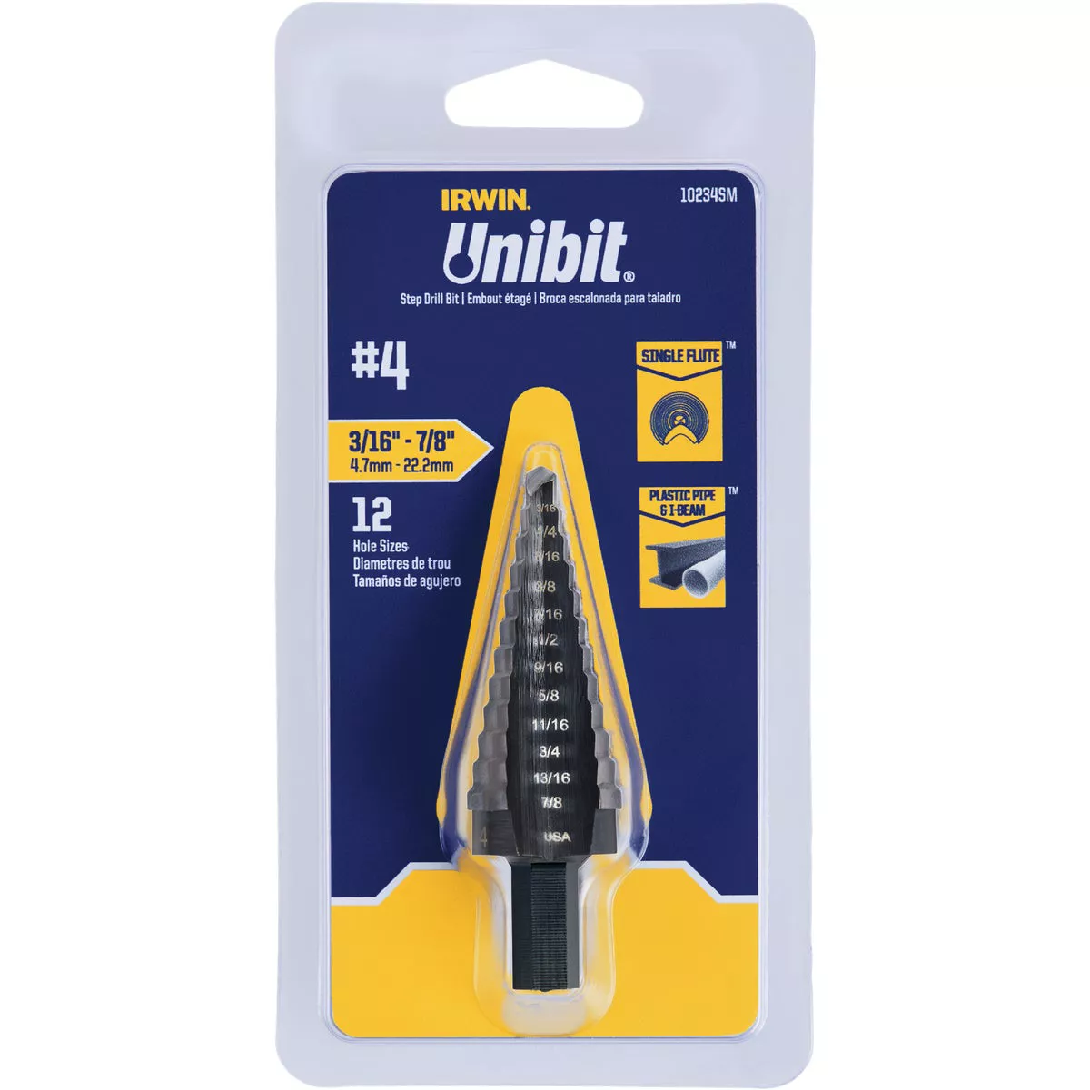 Irwin Unibit 3/16 In. - 7/8 In. #4 Step Drill Bit, 12 Steps - photo 2